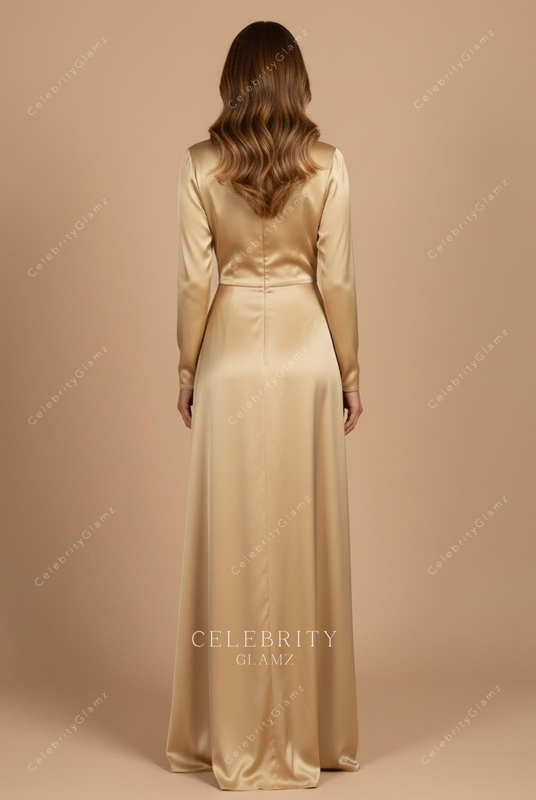 daffodil satin Aline floor length formal gown