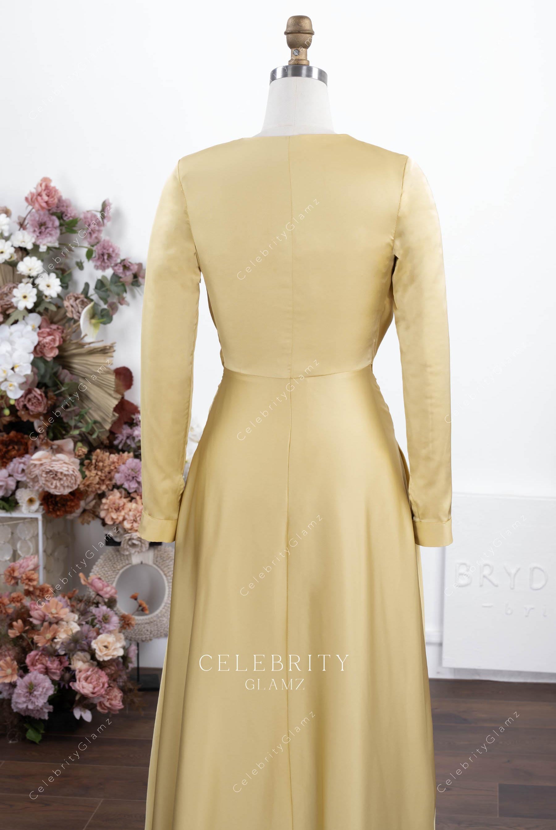 daffodil satin conservation back dress