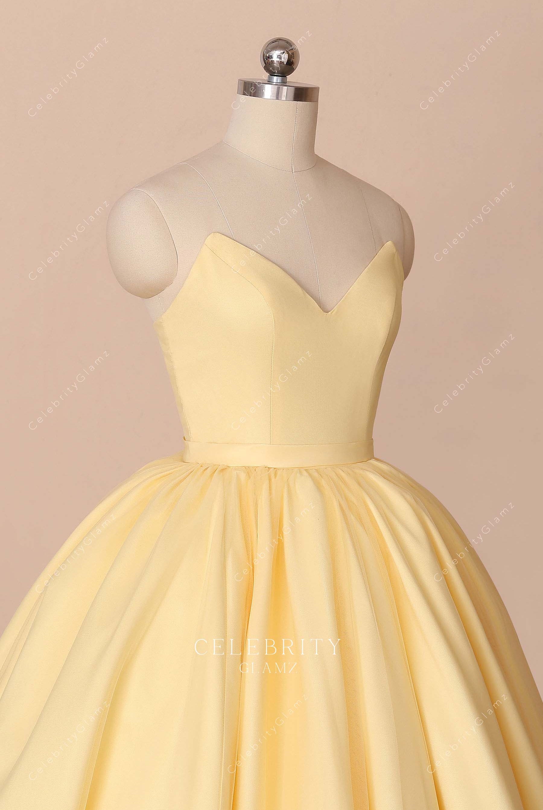 daffodil v cut neck Quinceanera Ball gown