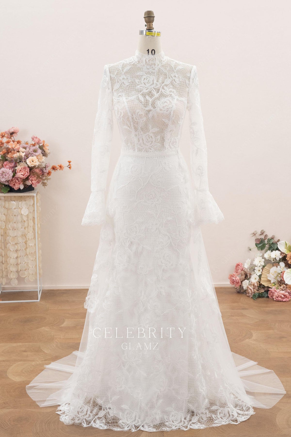 delicate boho lace a line wedding dress
