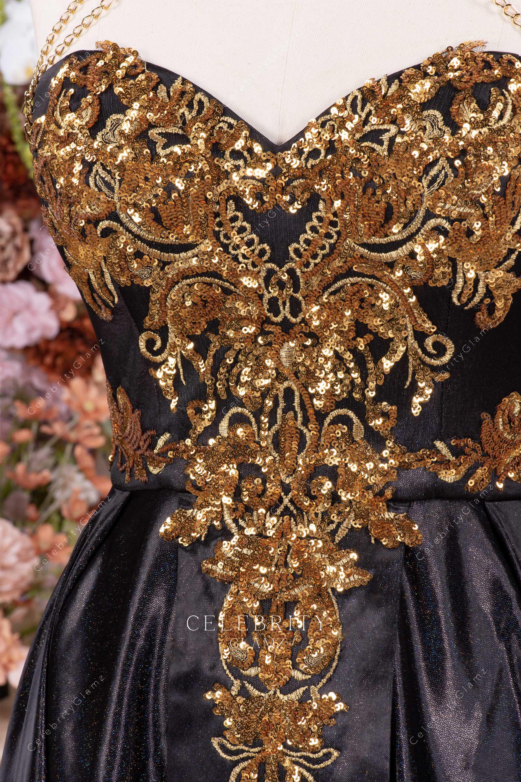 delicate gold appliques dress