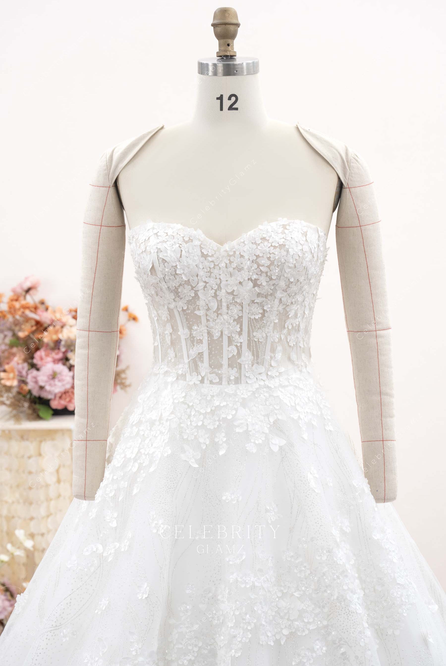 delicate lace a line bridal dress