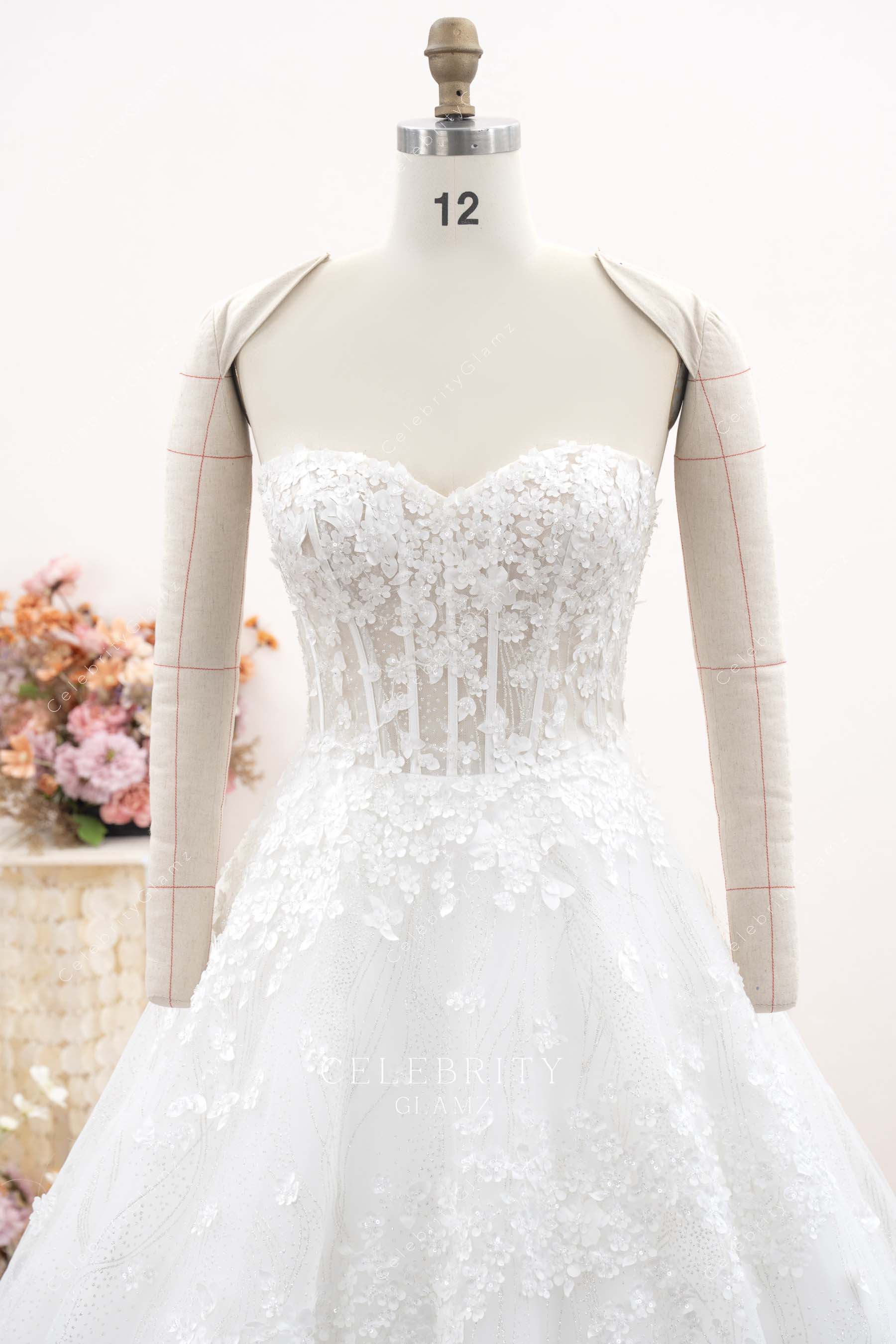 delicate lace a line bridal dress