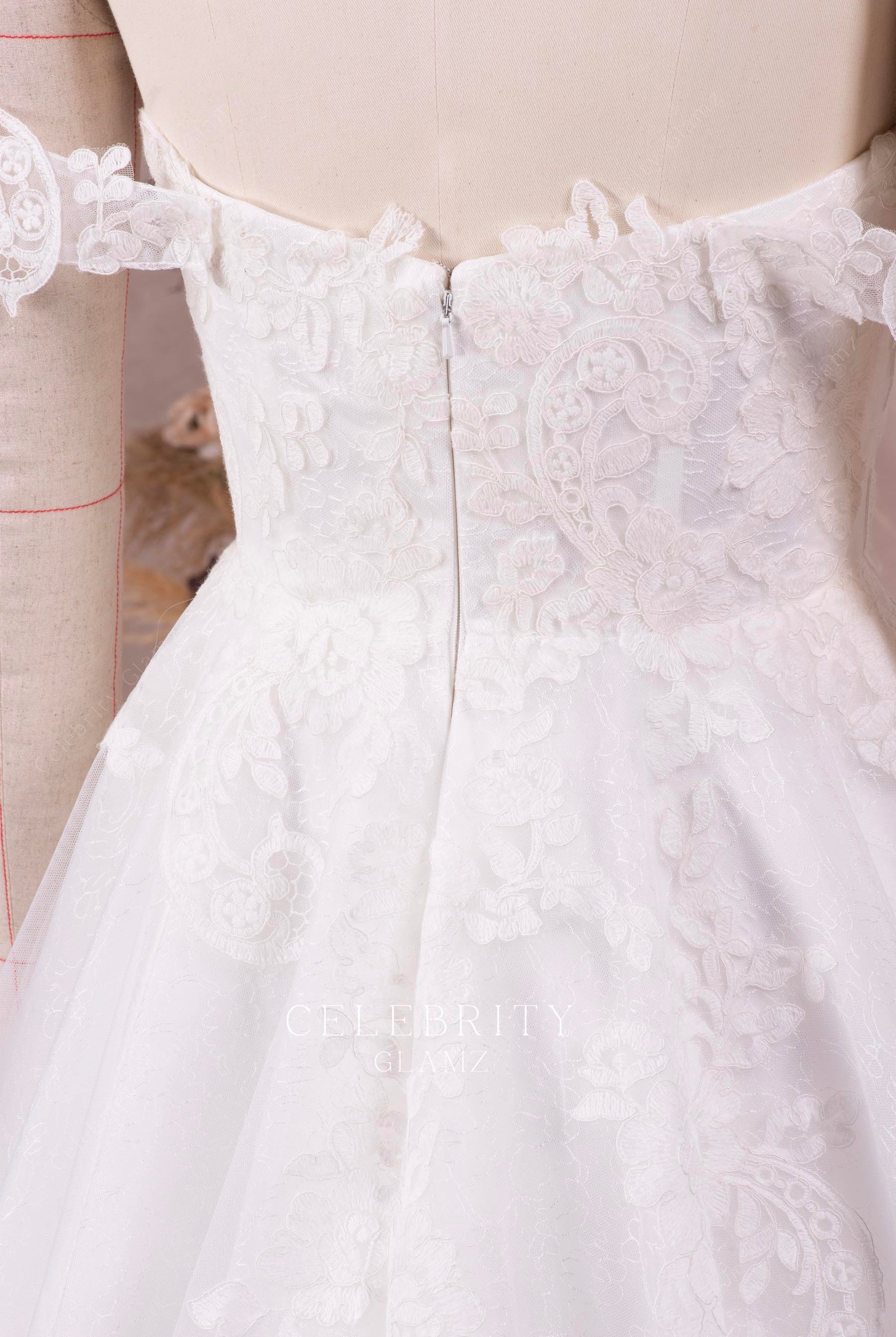 delicate lace applique bridal gown