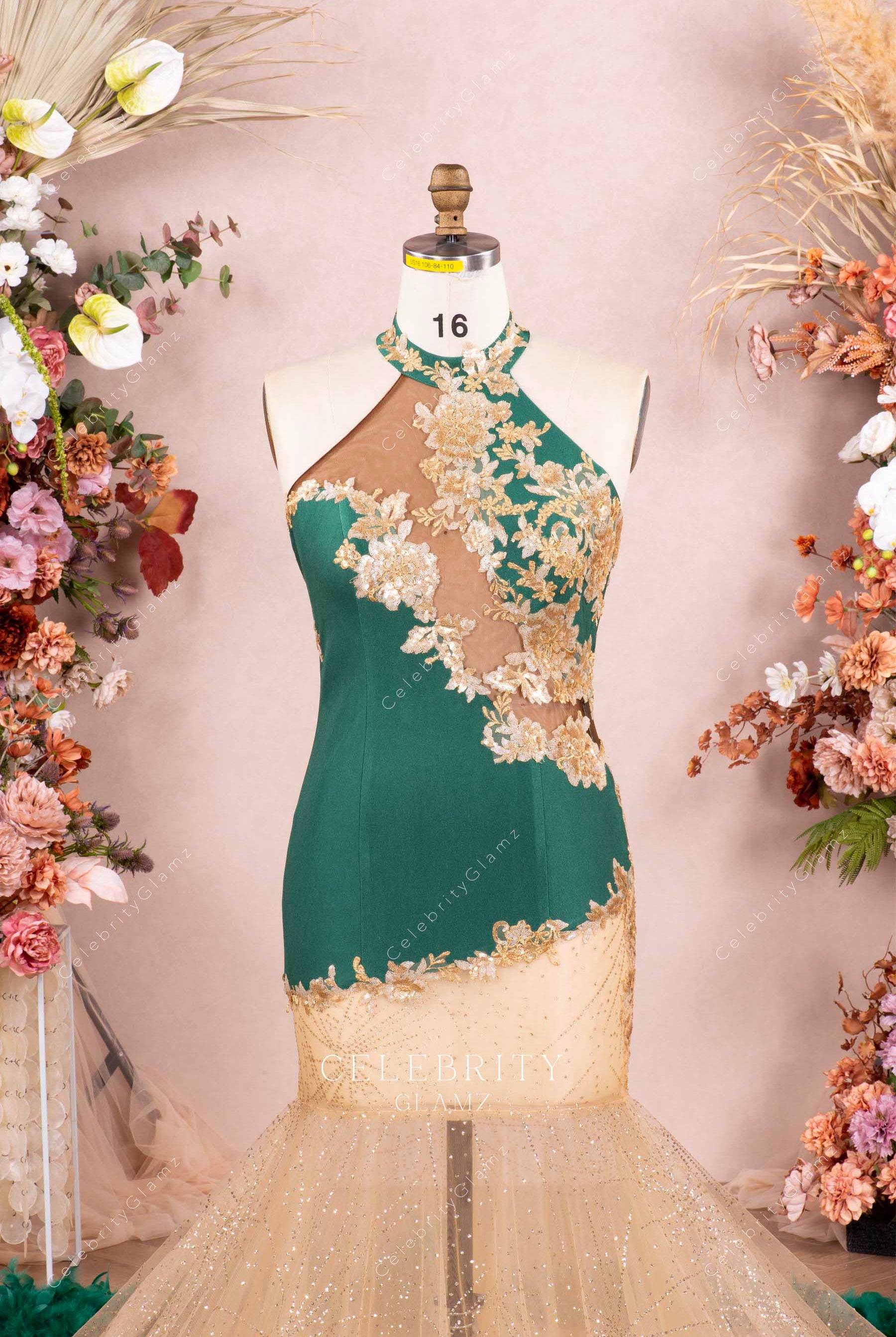 delicate lace appliques prom dress