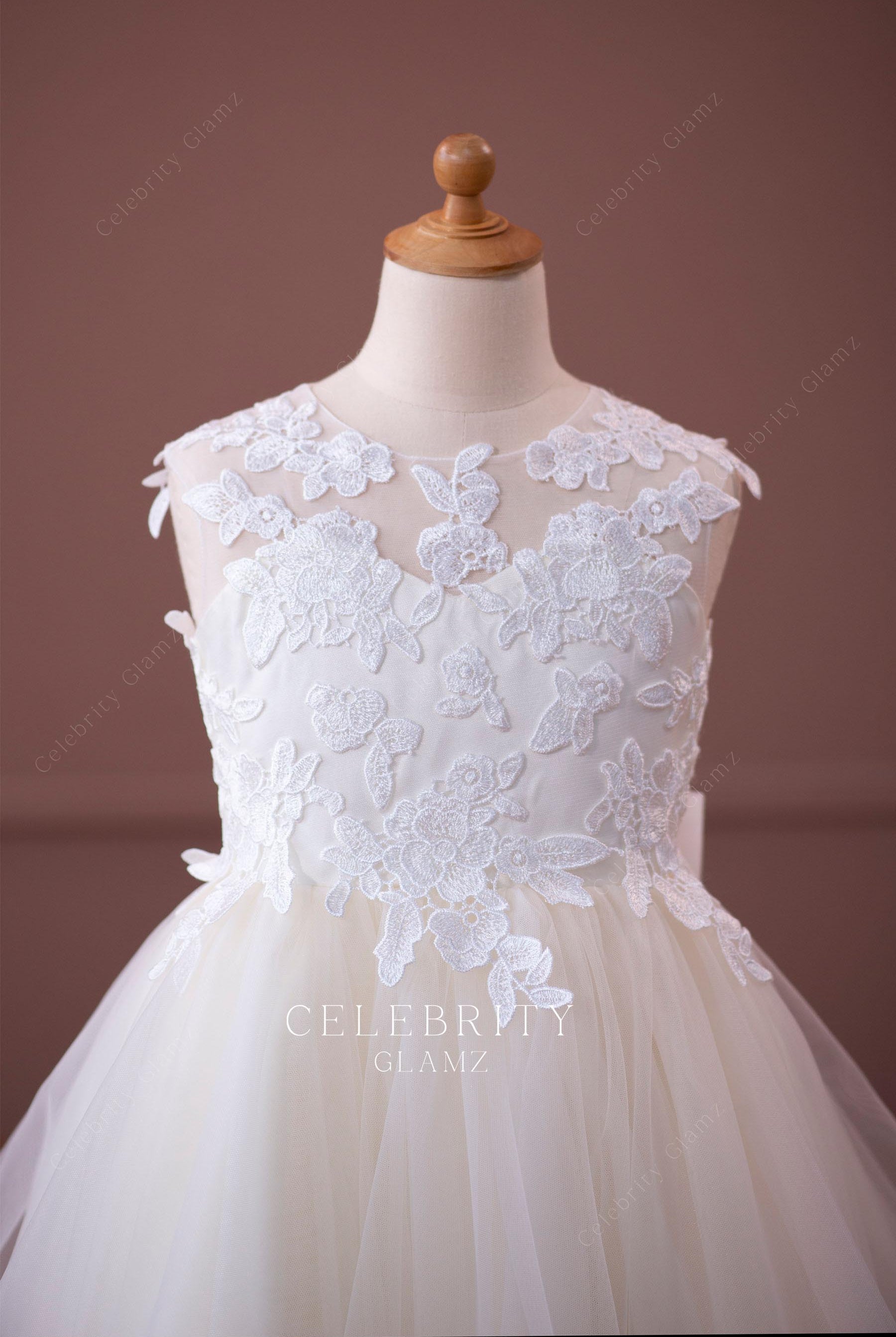 delicate lace bodice a line flower girl dress
