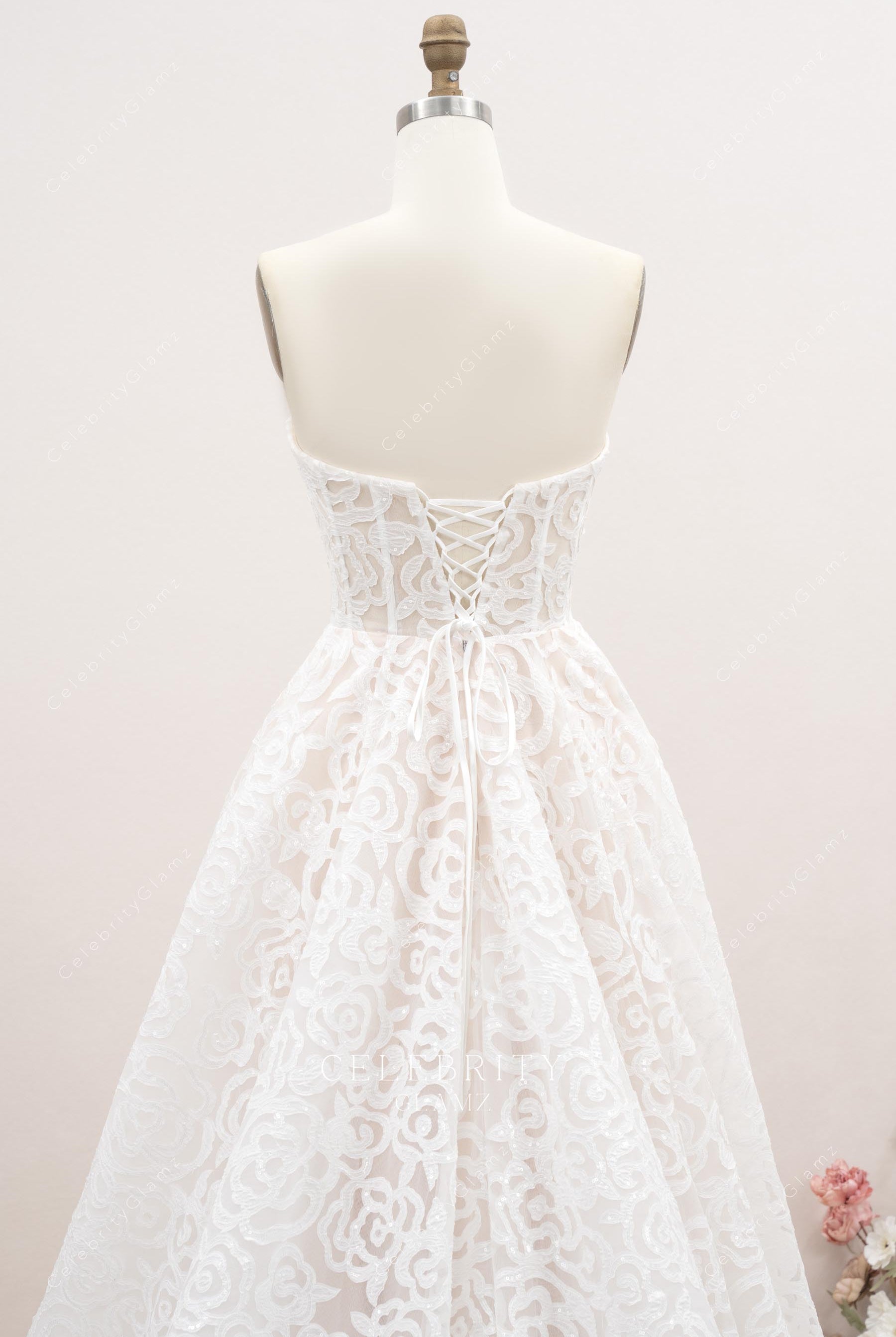 delicate lace corset bridal dress