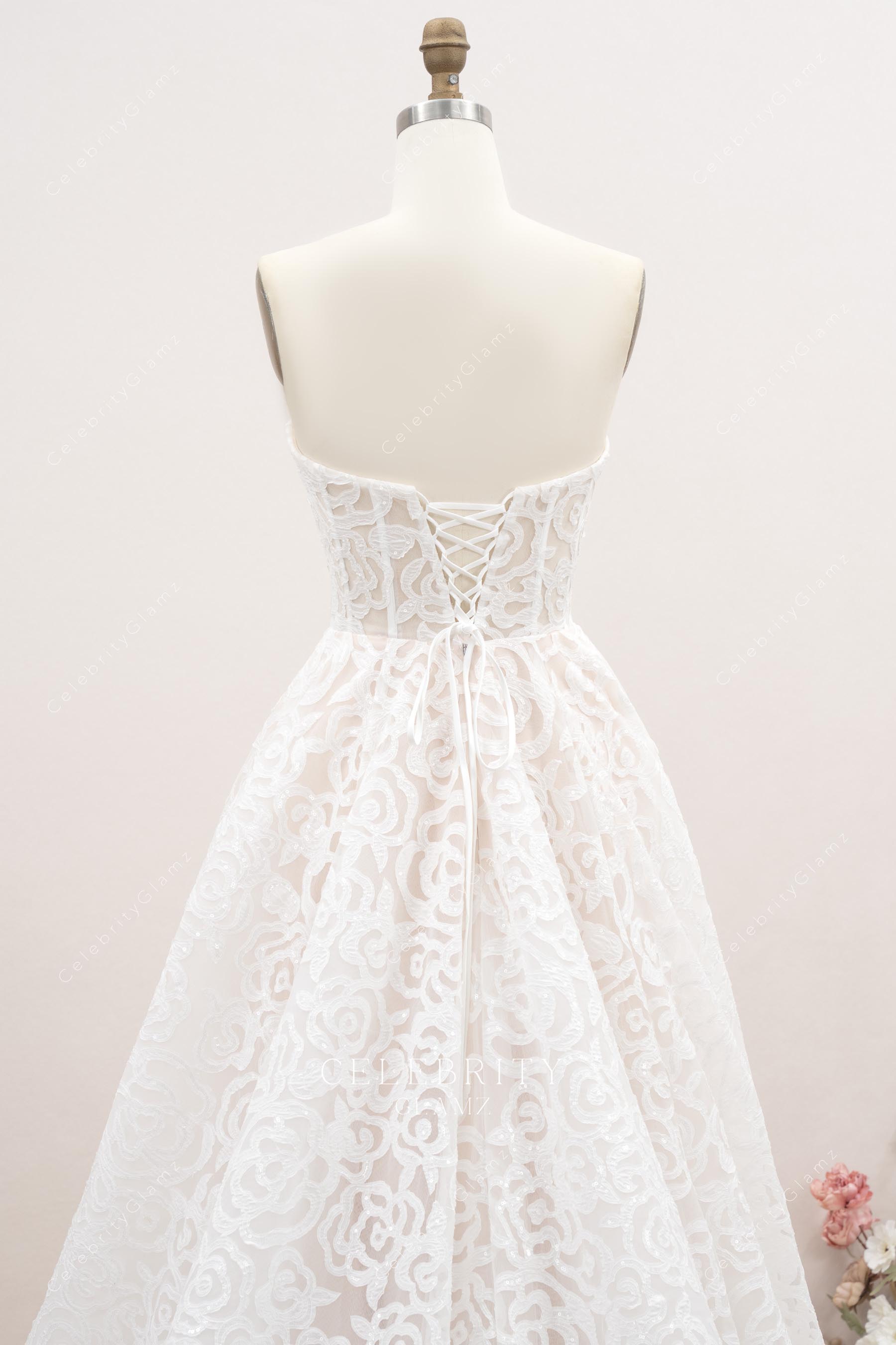 delicate lace corset bridal dress