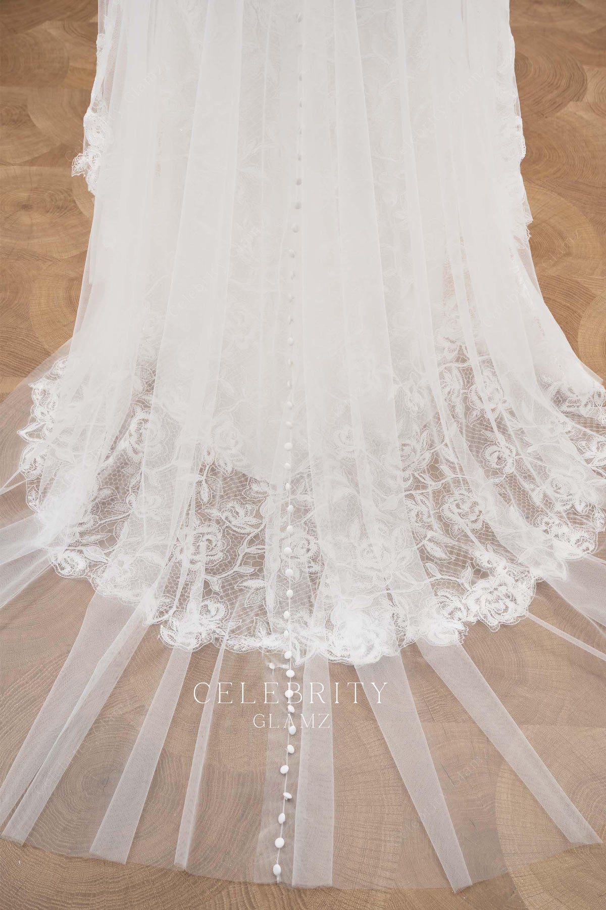 delicate lace illusion tulle detachable overskirt