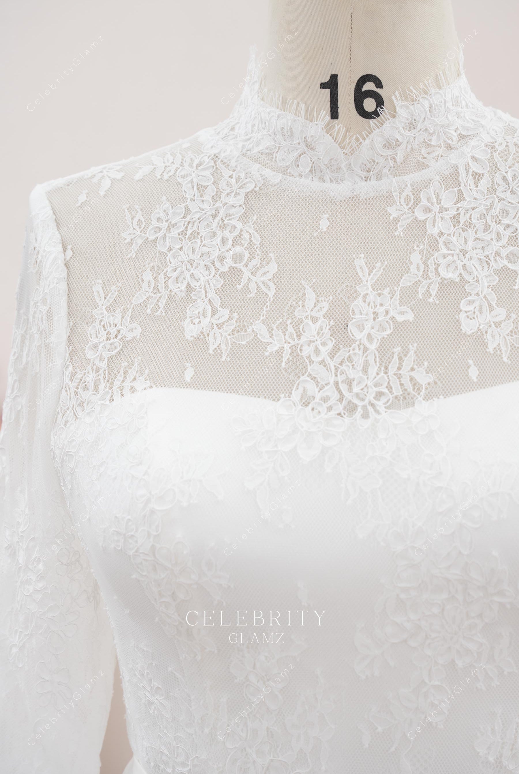 delicate lace turtle neck wedding dress