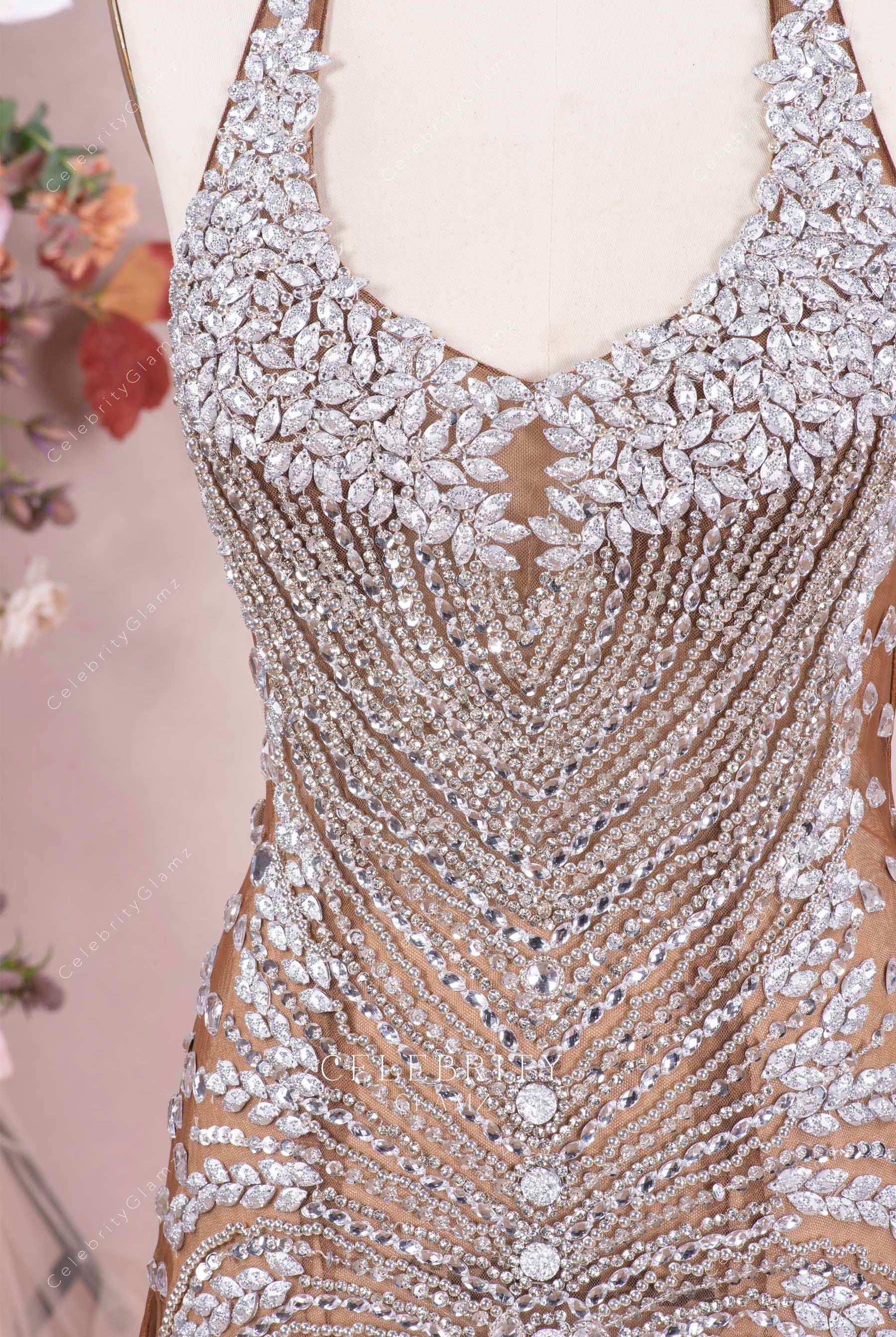 delicate rhinestones prom dress