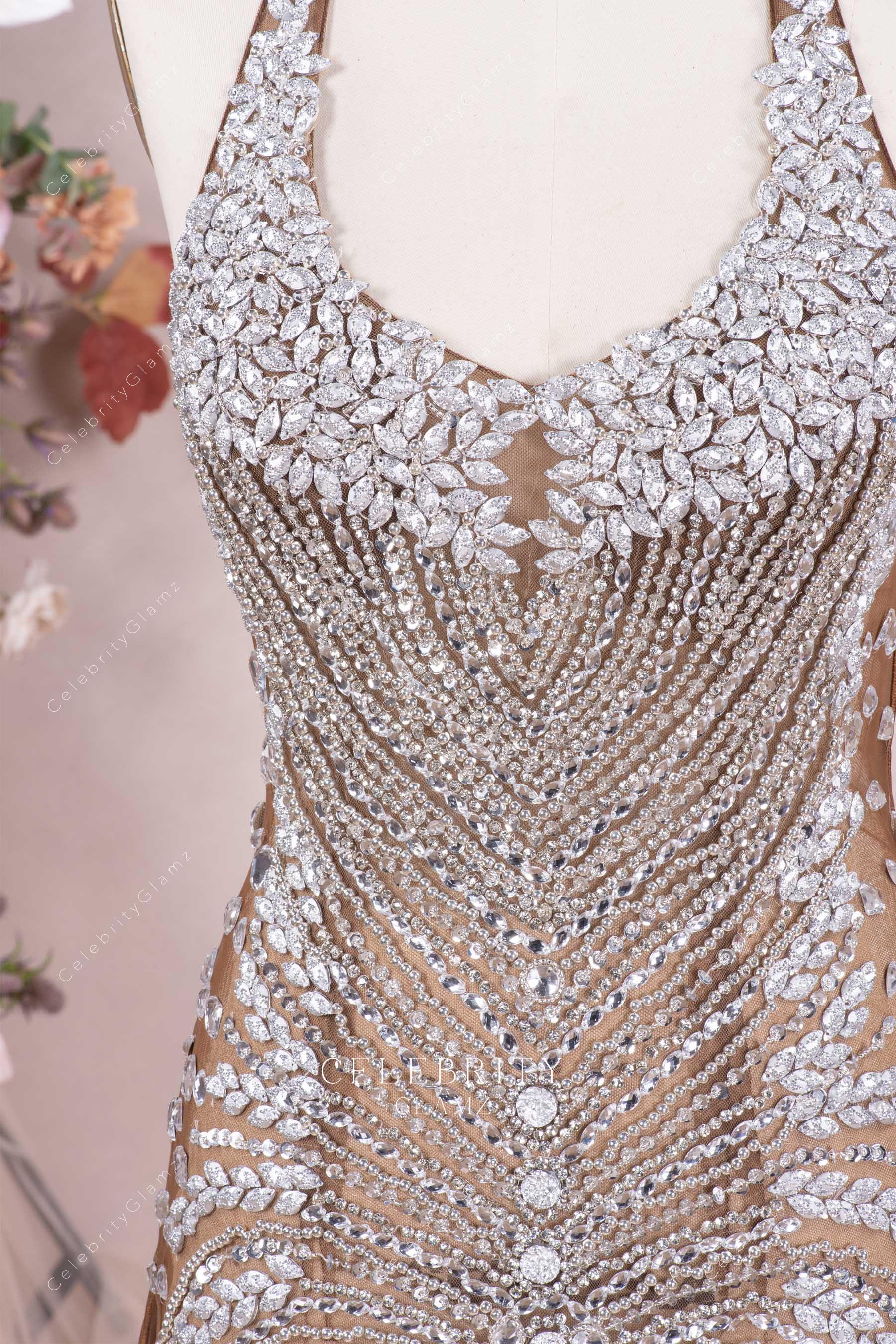 delicate rhinestones prom dress