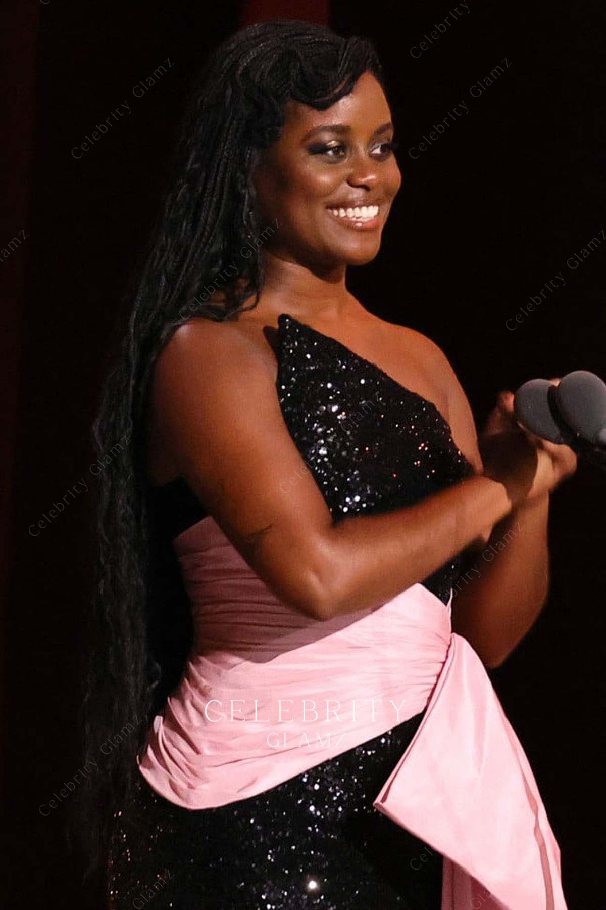 Denee Benton black glitter strapless prom dress tony awards 2023