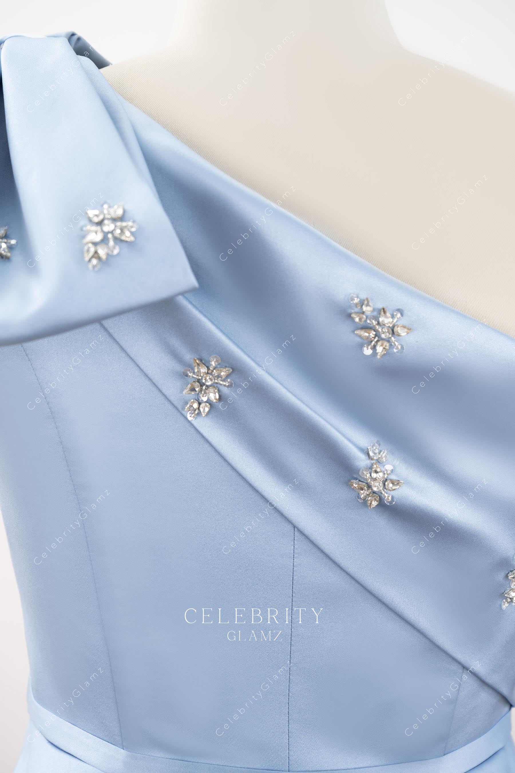 dusty blue sleek mother of bride dress