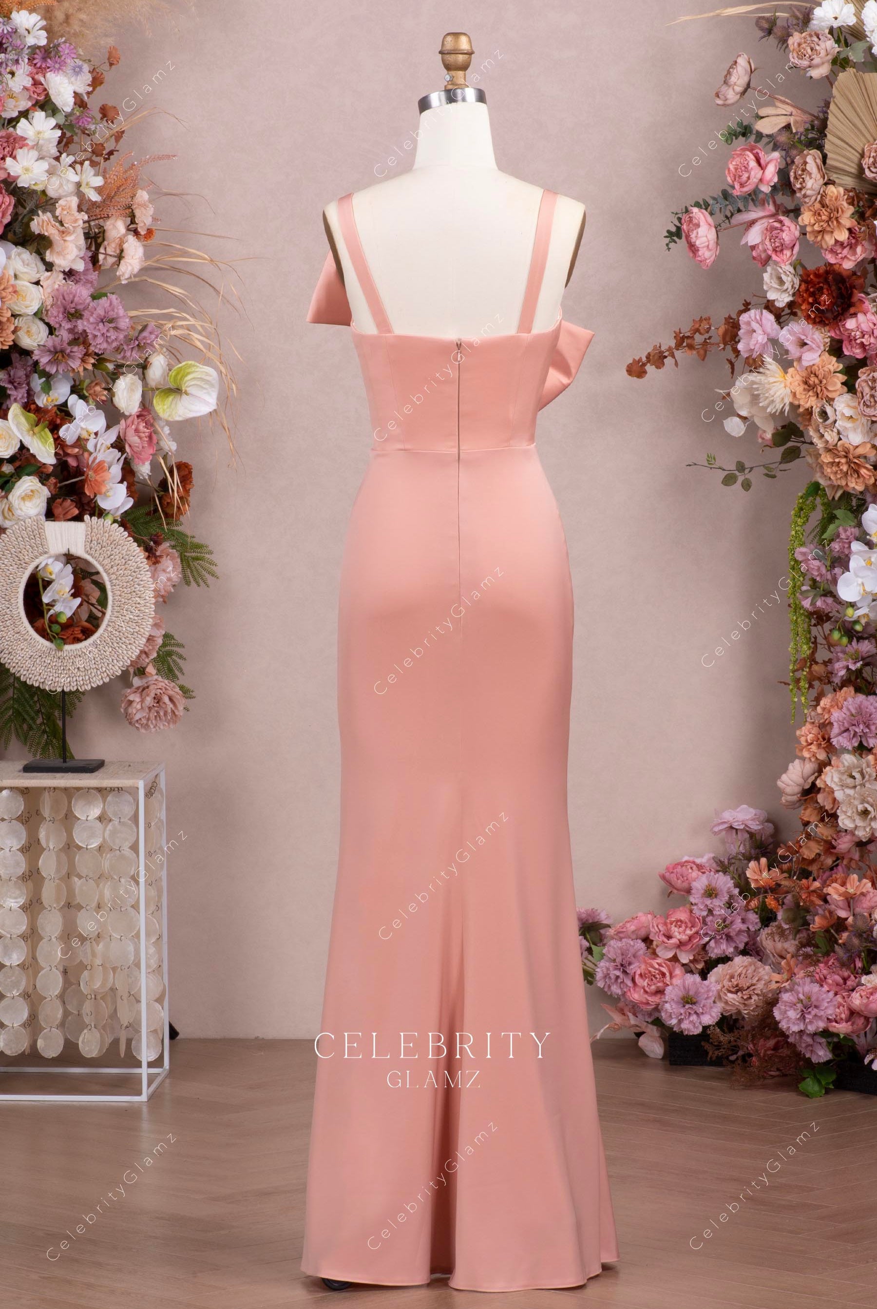 dusty rose fit flare bridesmaid dress