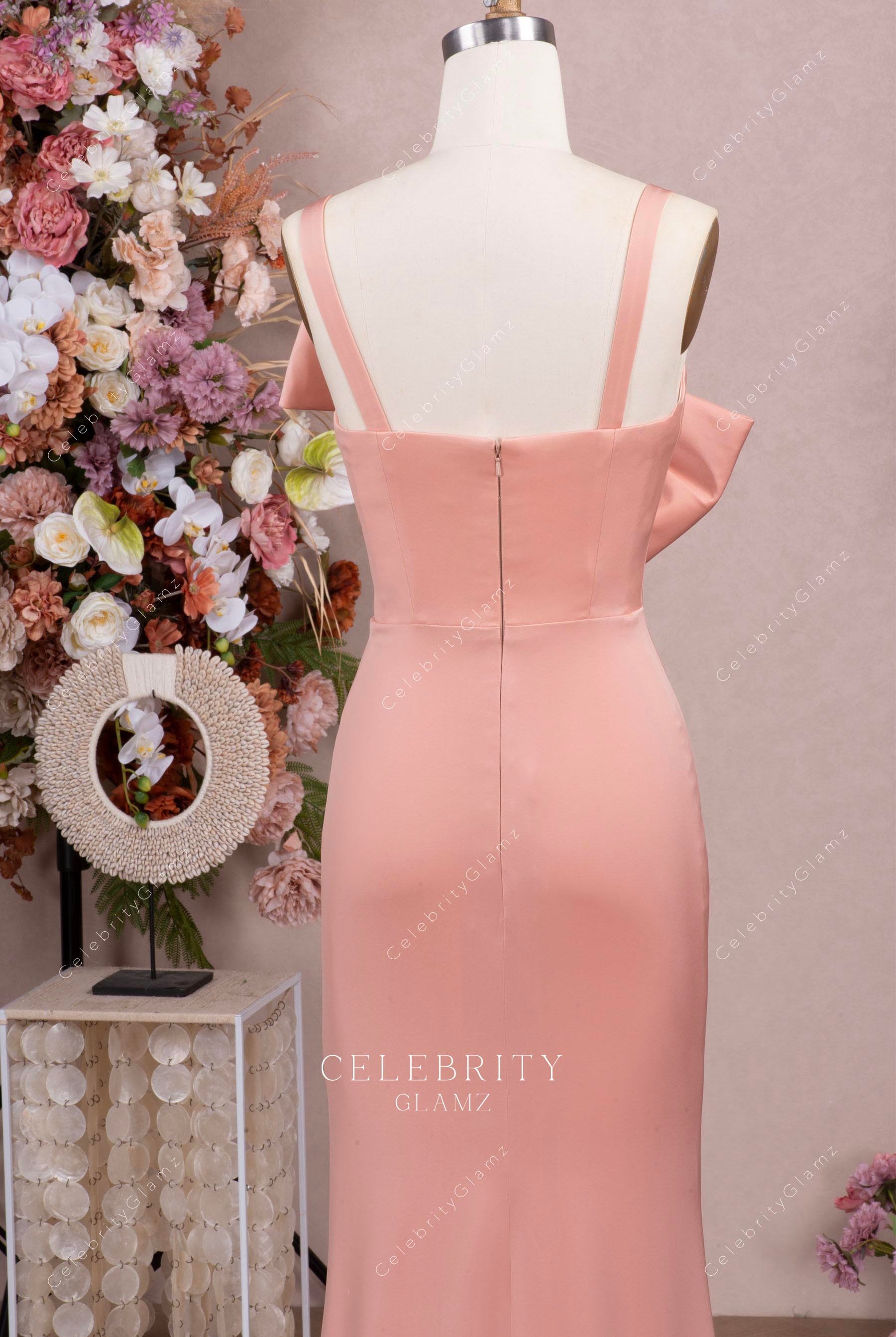 dusty rose open back bridesmaid dress
