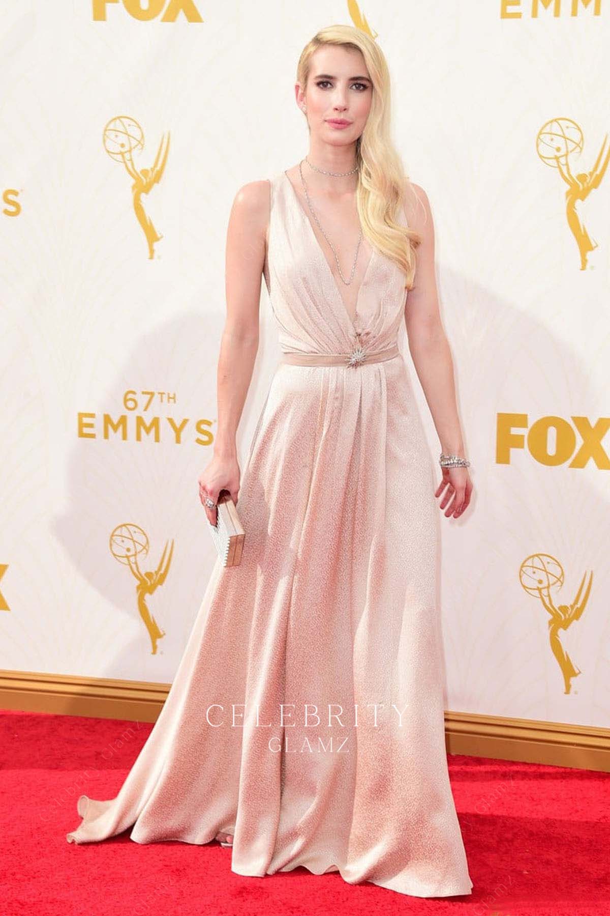 Emma Roberts a line dress Emmy awards 2015