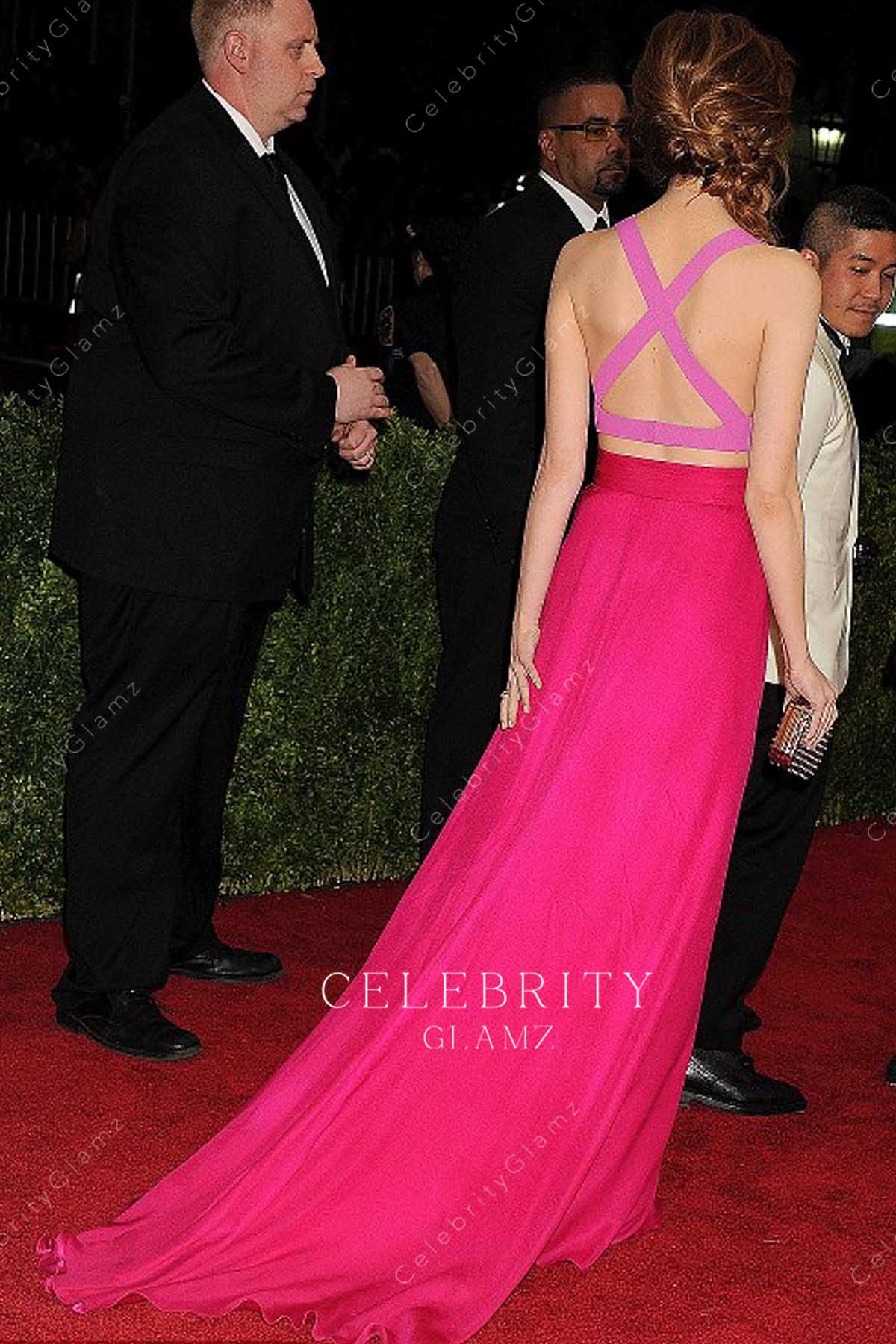Emma Stone crisscross back dress met gala 2014