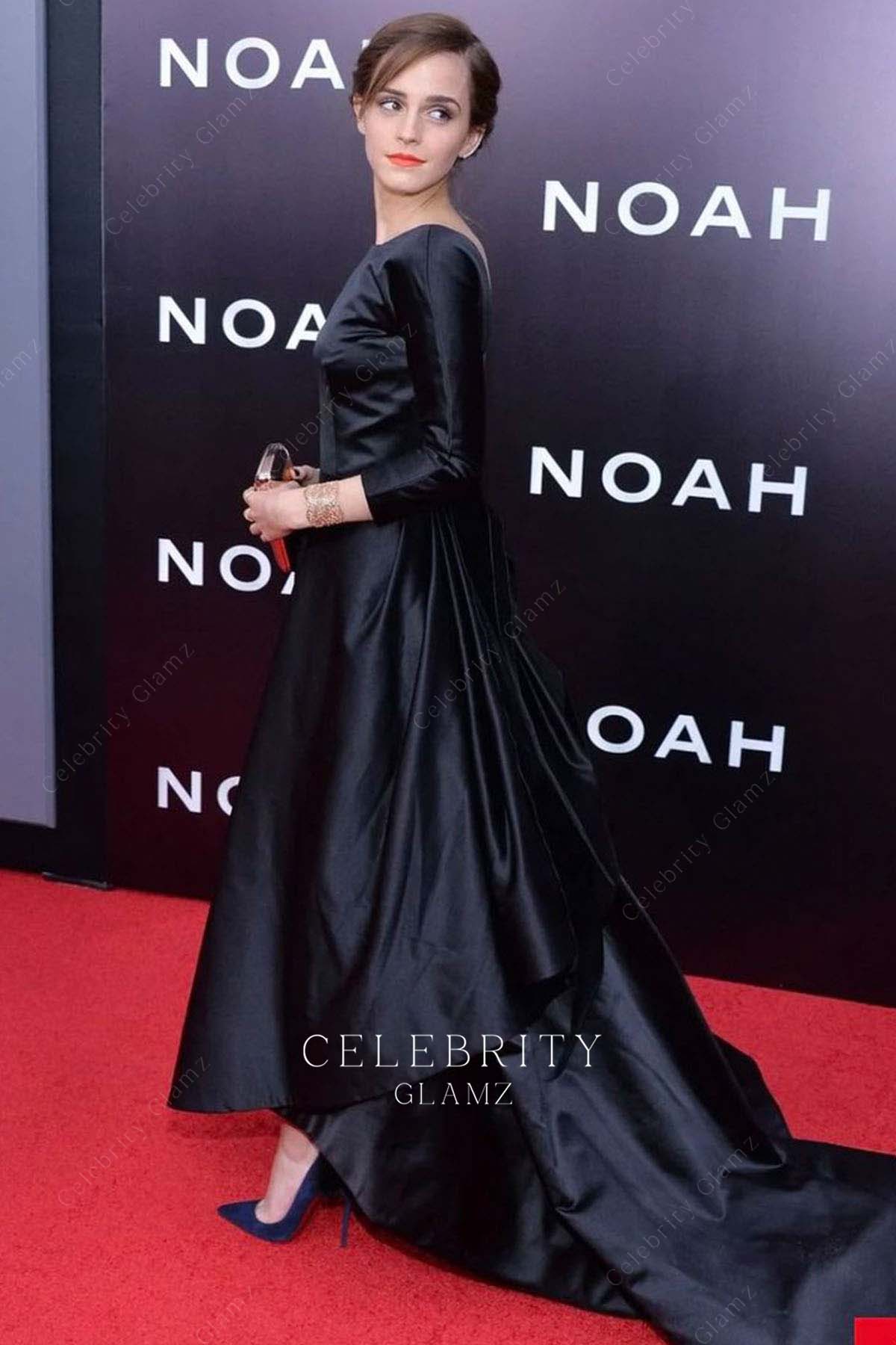 emma watson three quarter sleeves dress noah new york premiere 2014