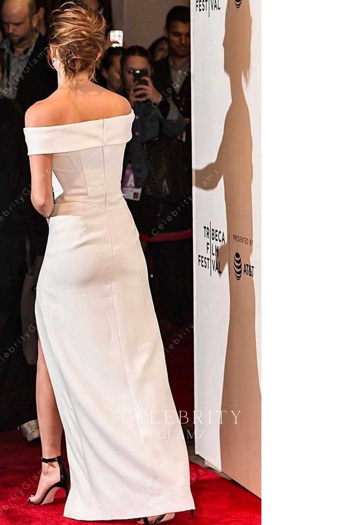 Emma Watson white column evening dress 2017 Tribeca film festival