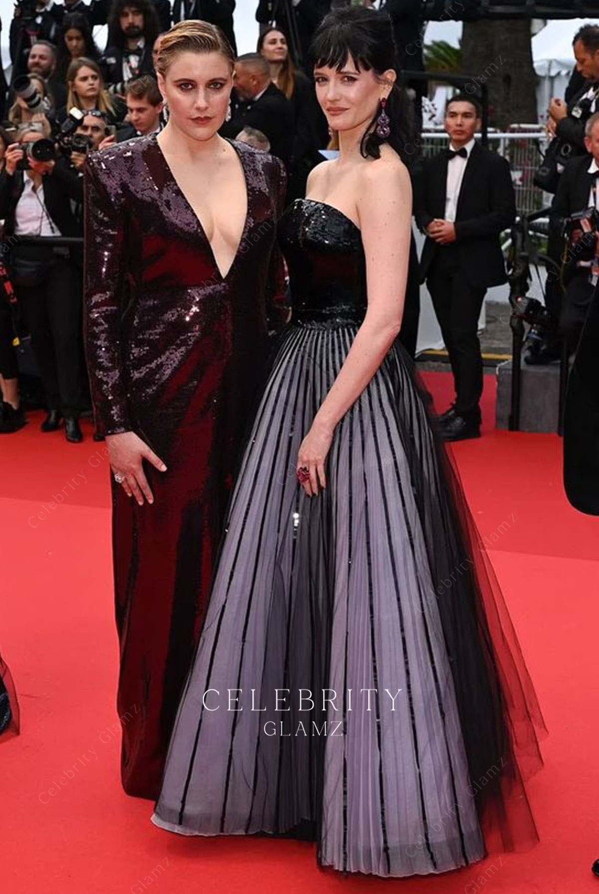 Eva Green black sequin strapless prom dress Cannes film festival red carpet 2024