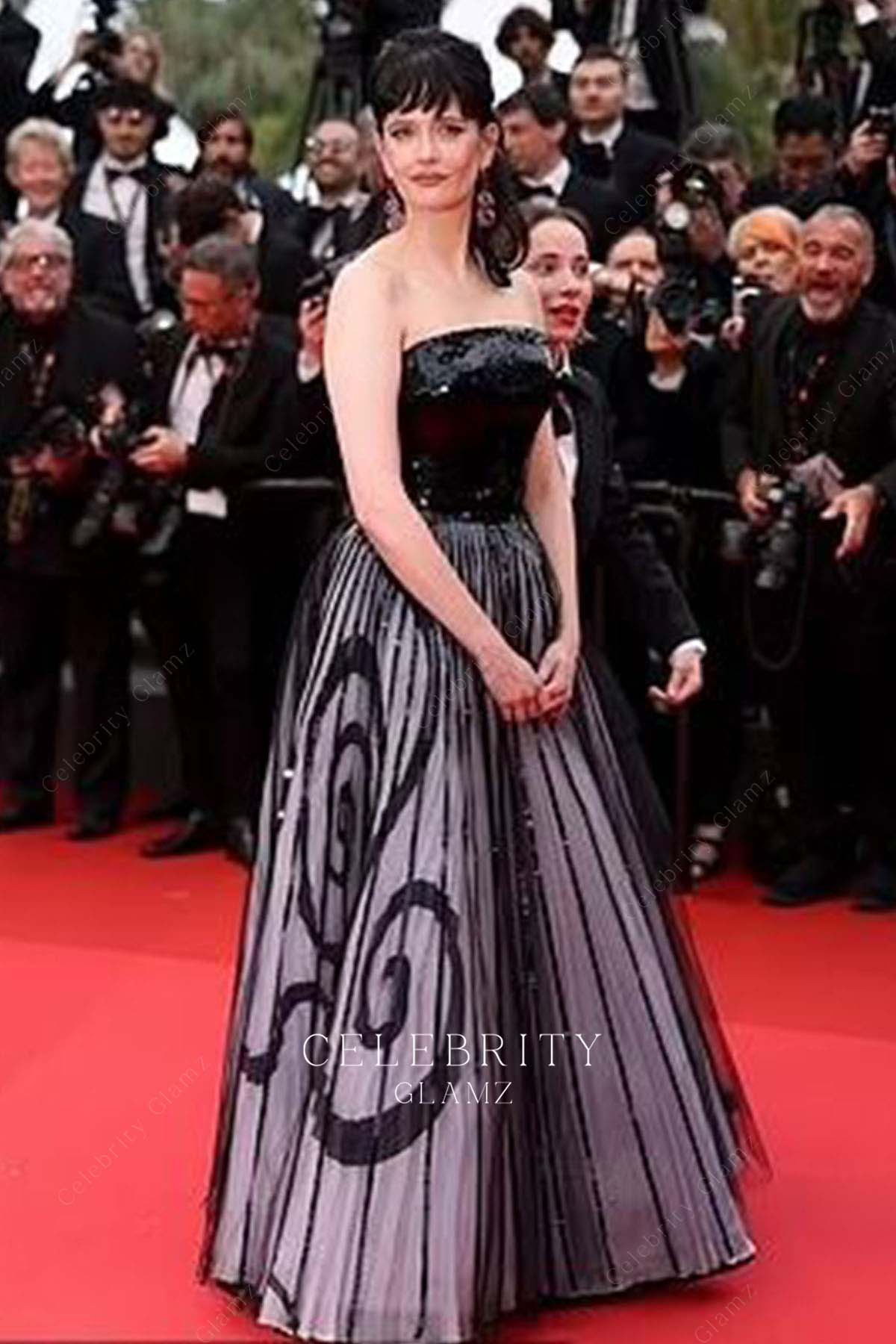 Eva Green glitter unique pattern tulle prom dress Cannes film festival red carpet 2024