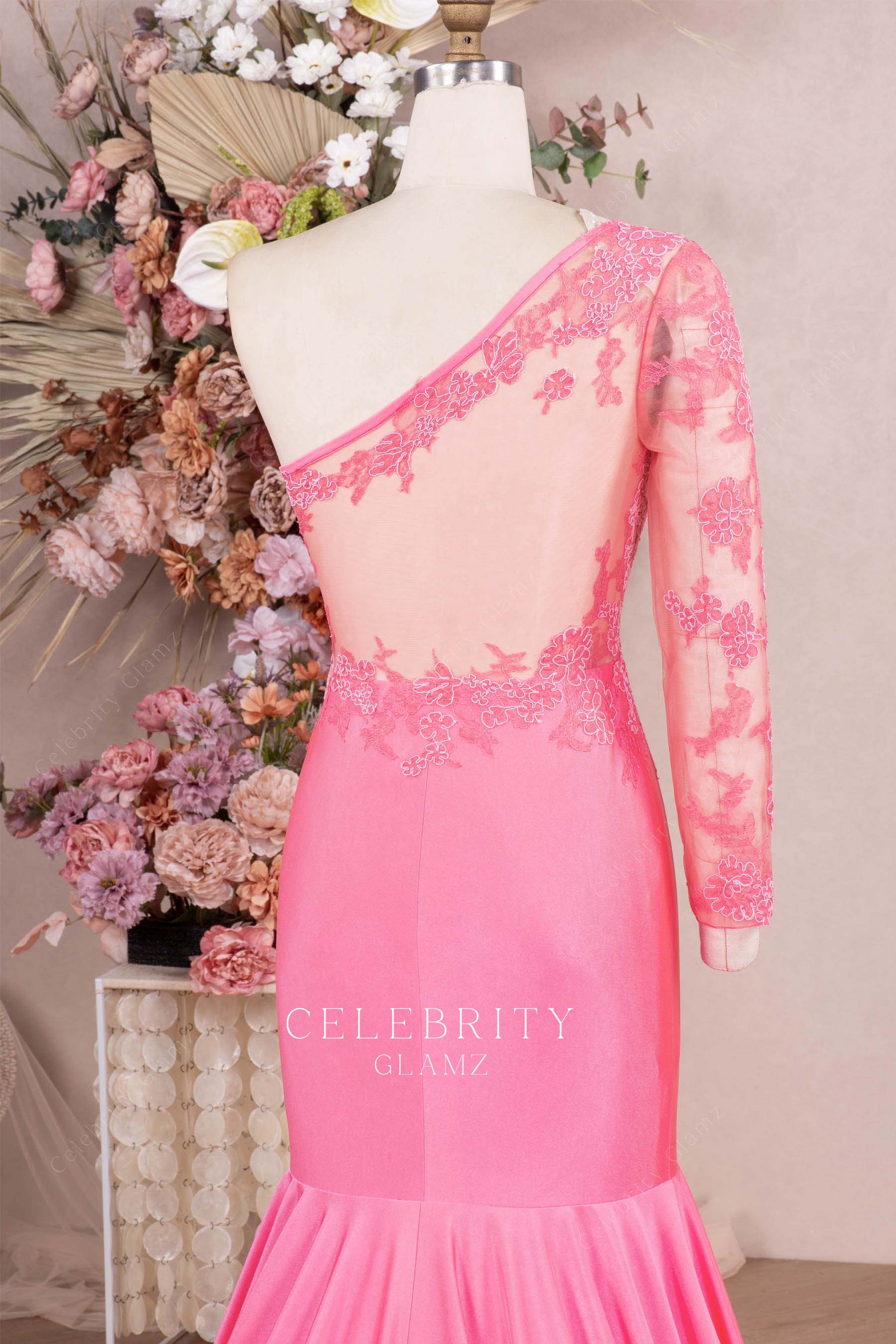 flamingo trumpet prom dress