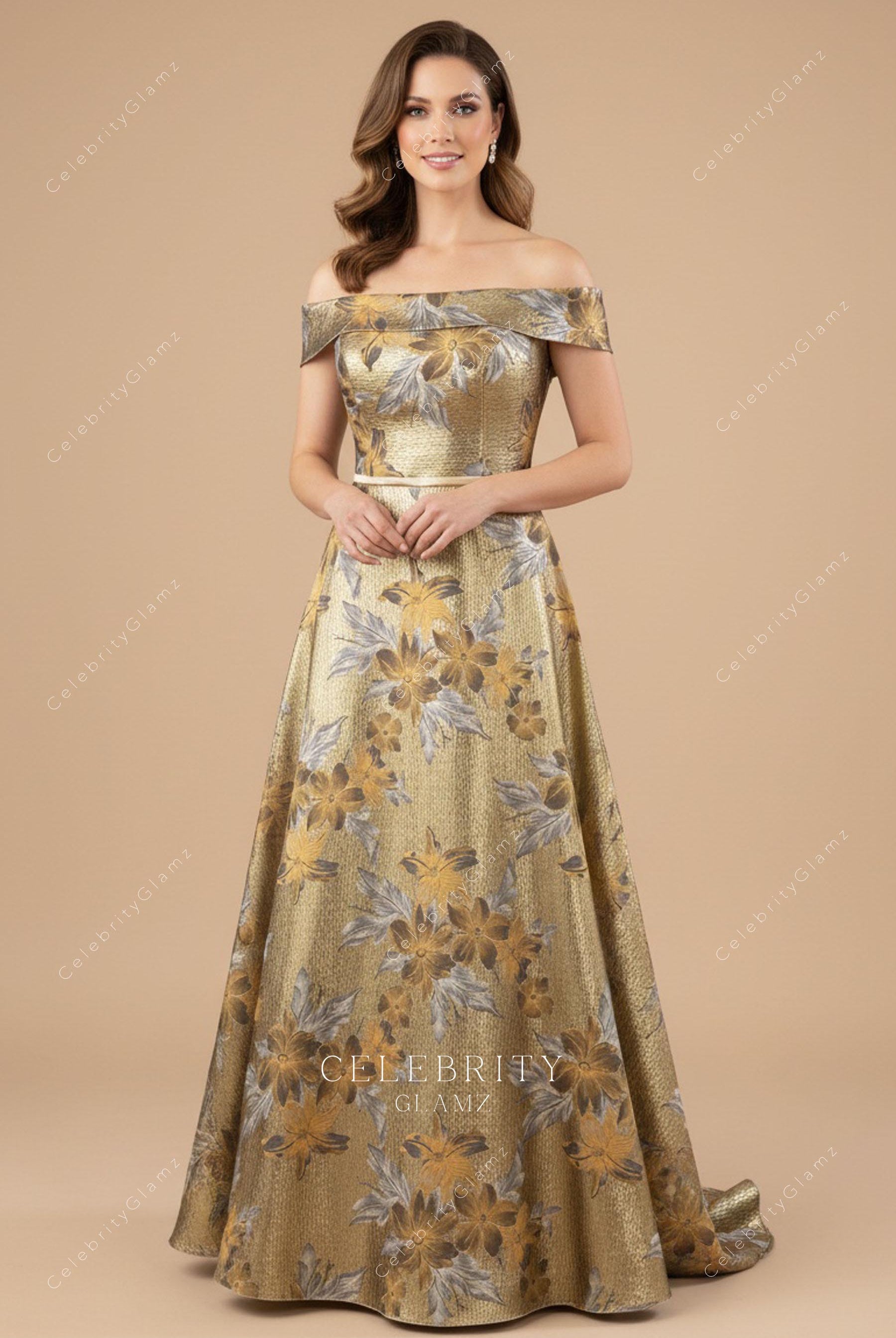 floral jacquard mother of bride dress