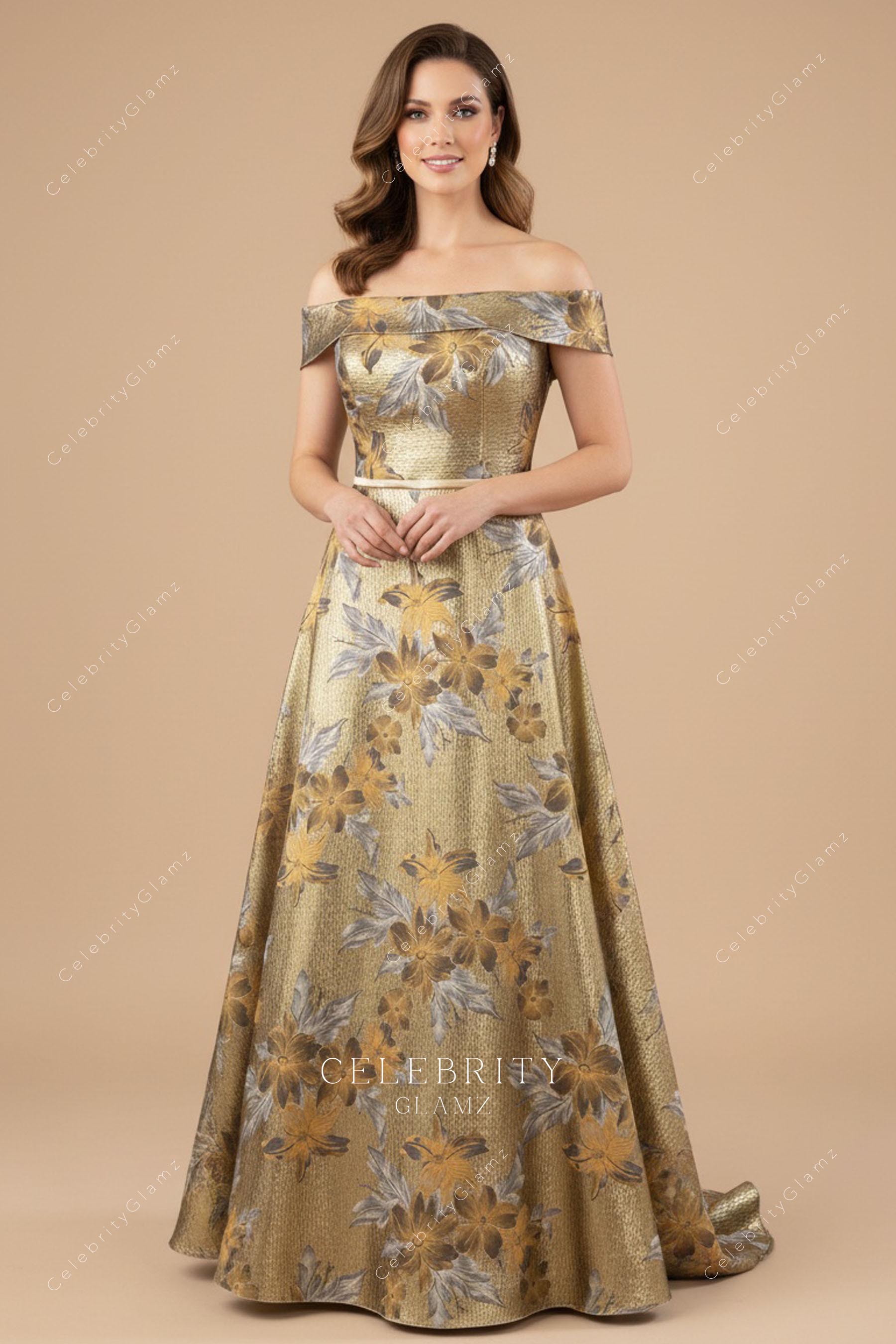 floral jacquard mother of bride dress