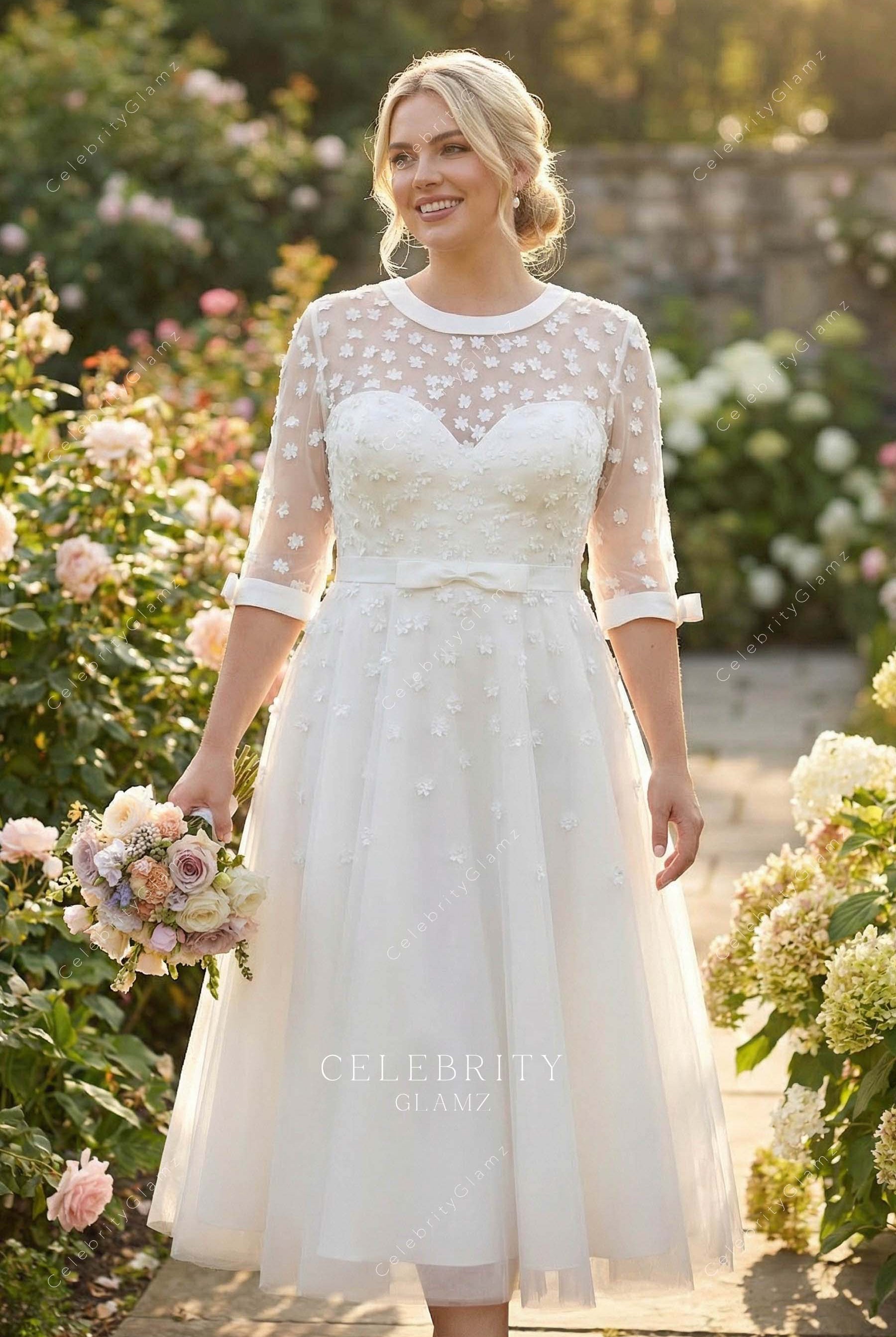 floral lace a line bridal dress