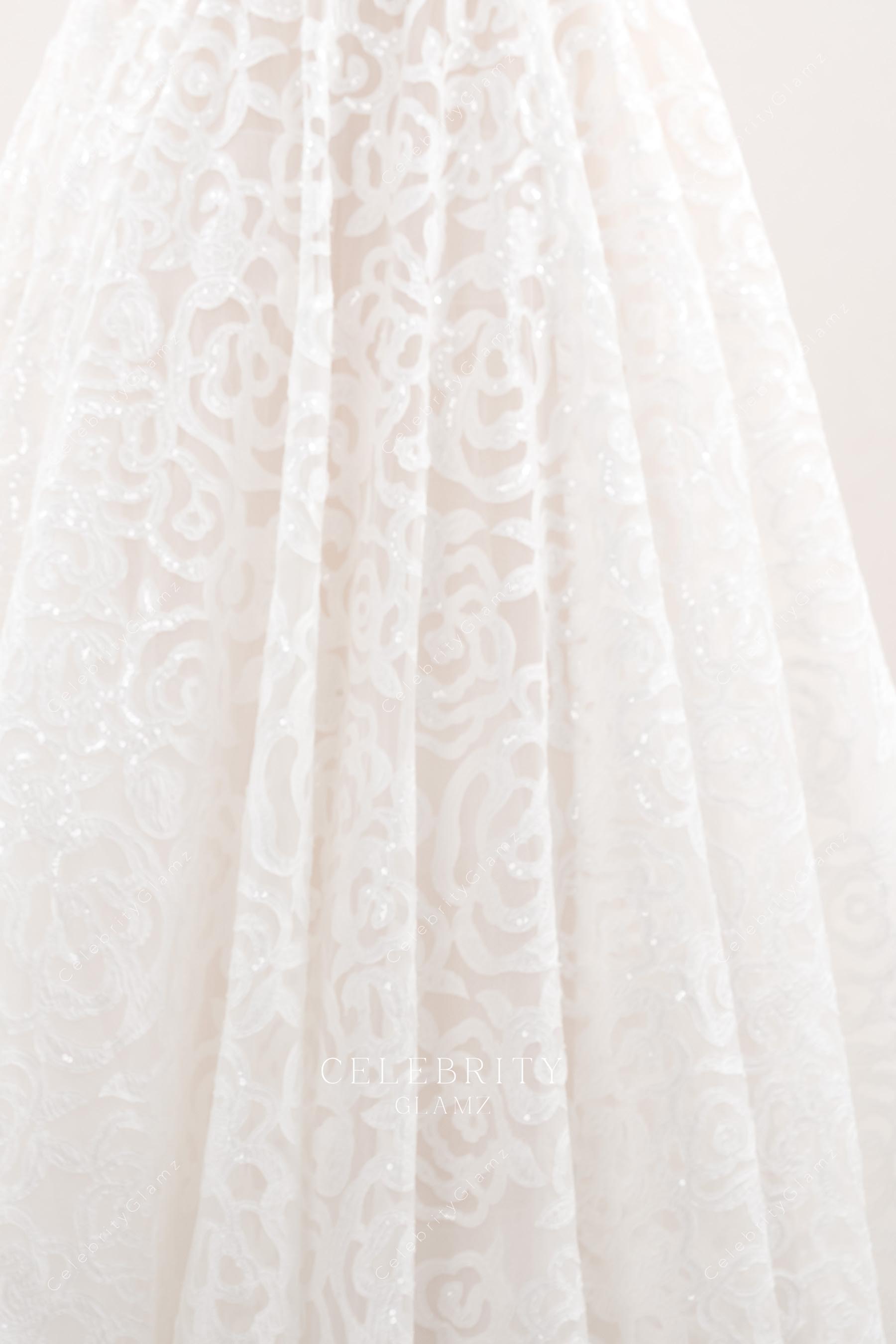 floral lace a line wedding dress