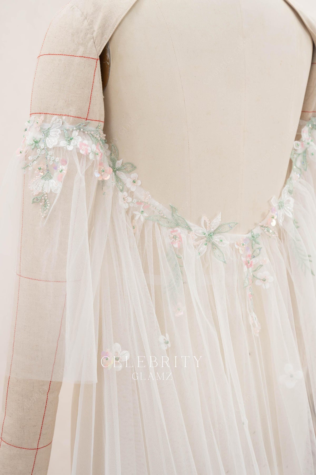 floral lace beaded wedding cape