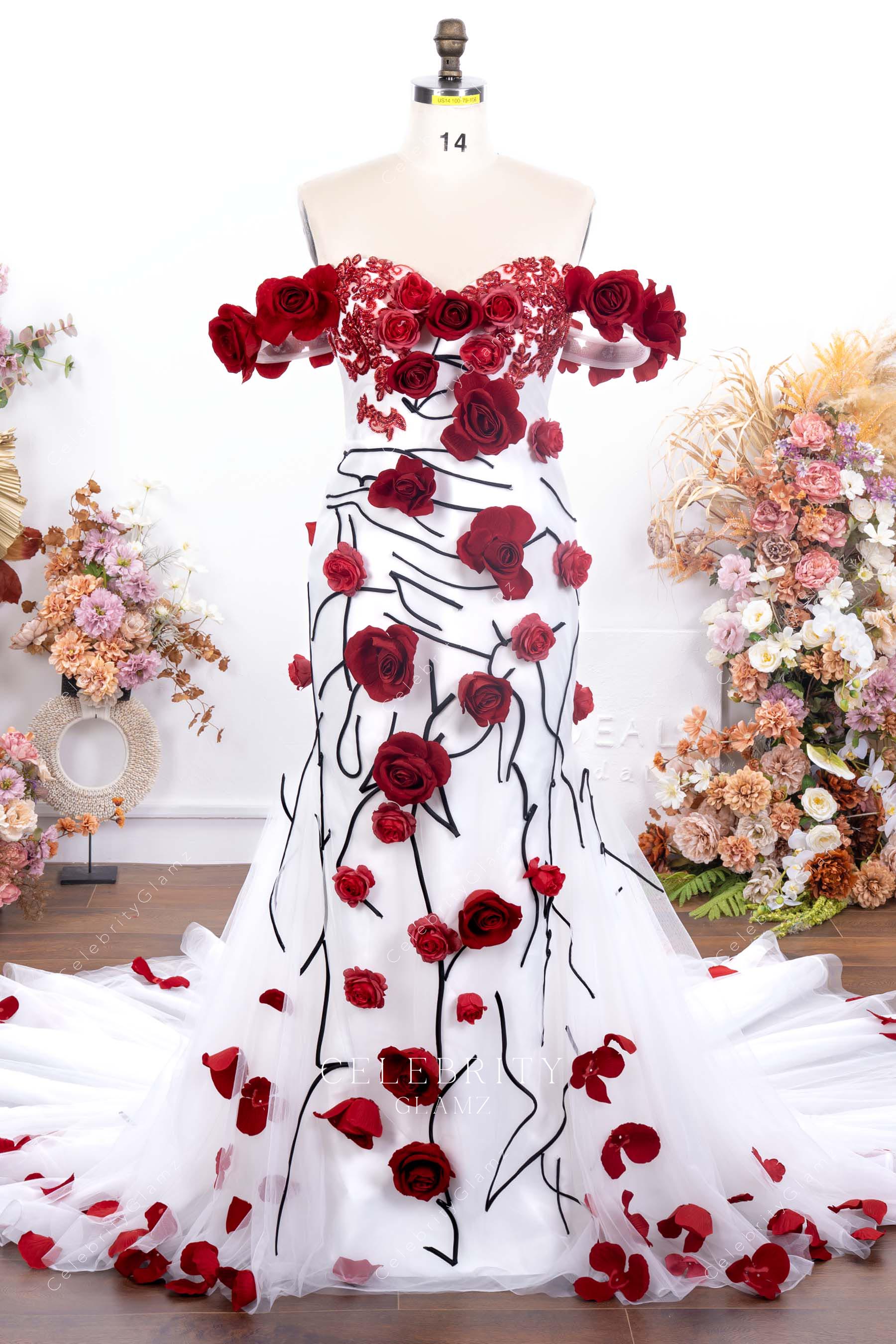 floral lace mermaid wedding dress