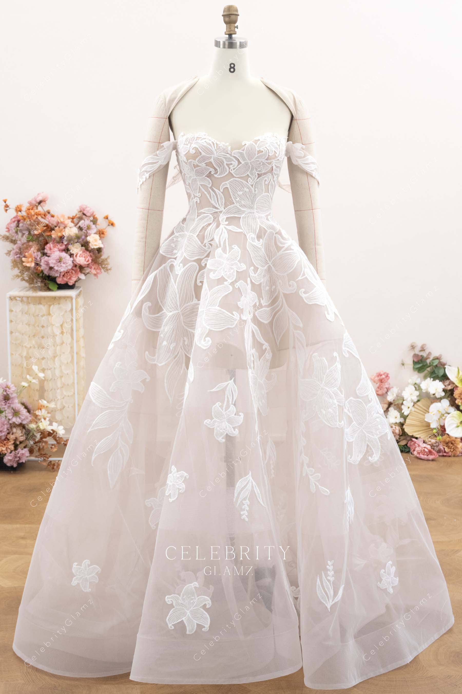 floral lace wedding ballgown