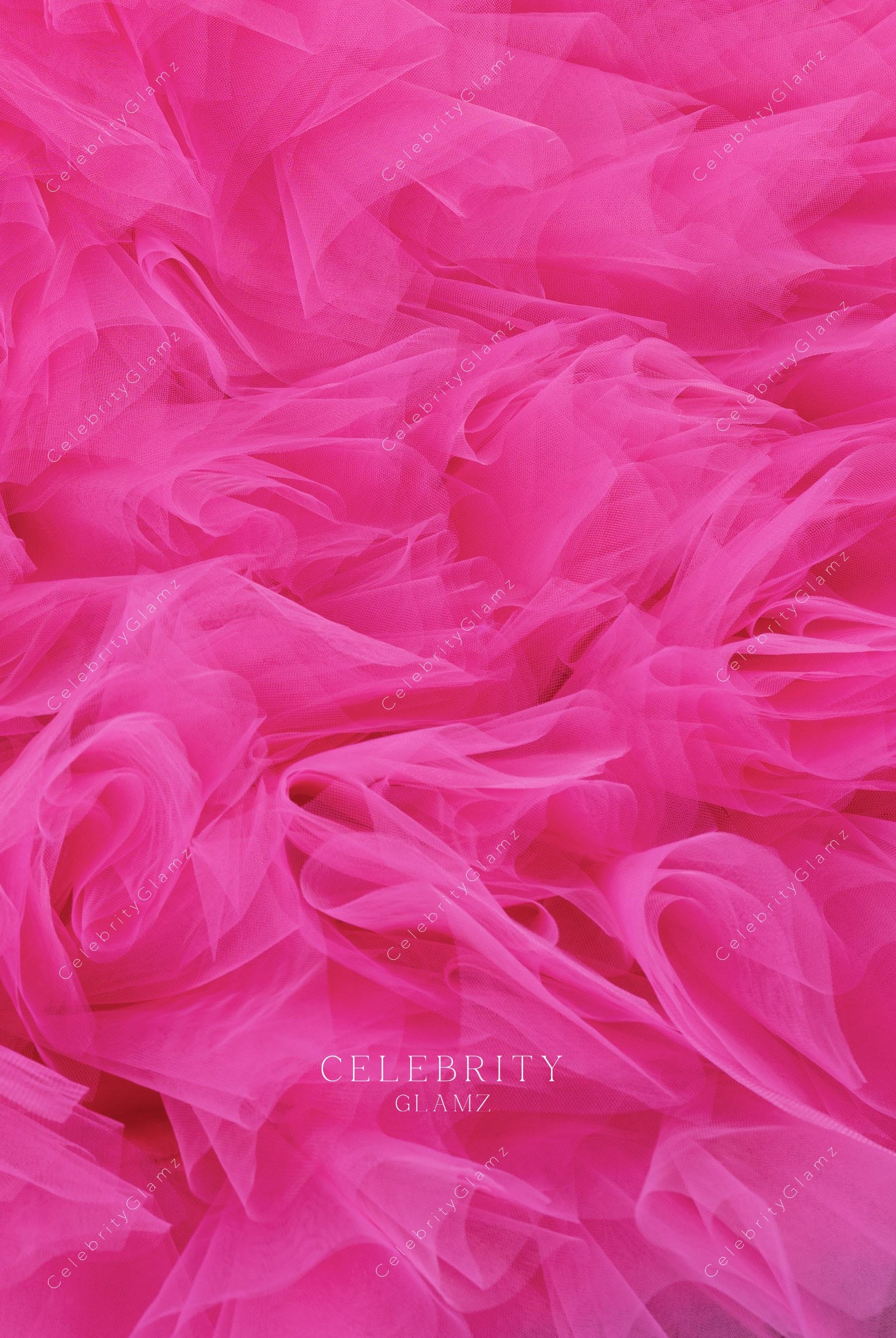 fuchsia ruffled tulle formal gown