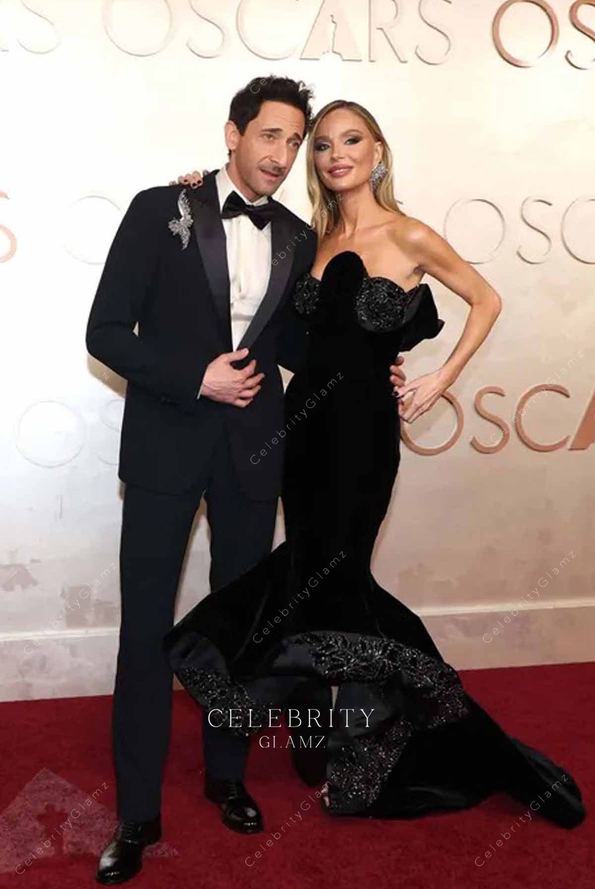 Georgina Chapman court train 2025 Oscars red carpet dress