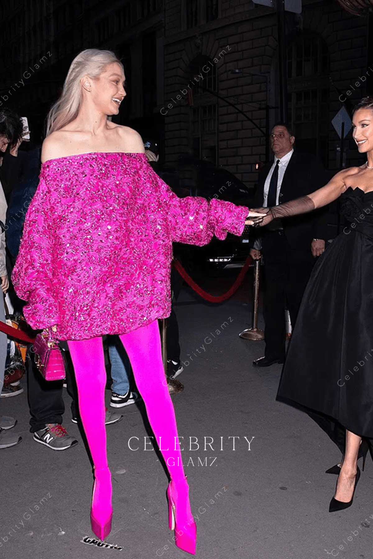 Gigi Hadid pink sequin long sleeves 2022 prince trust gala