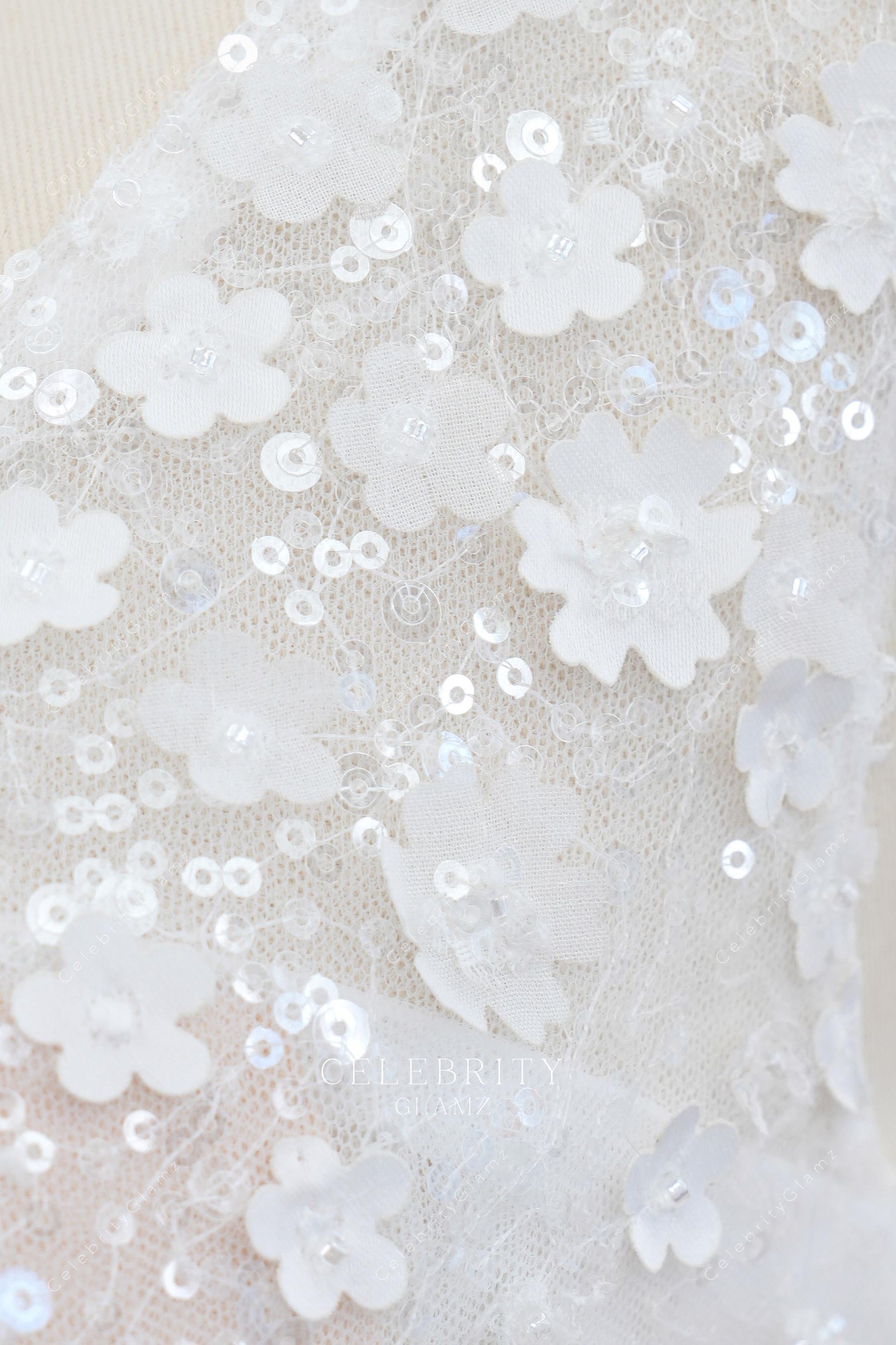 glitter lace a line wedding dress