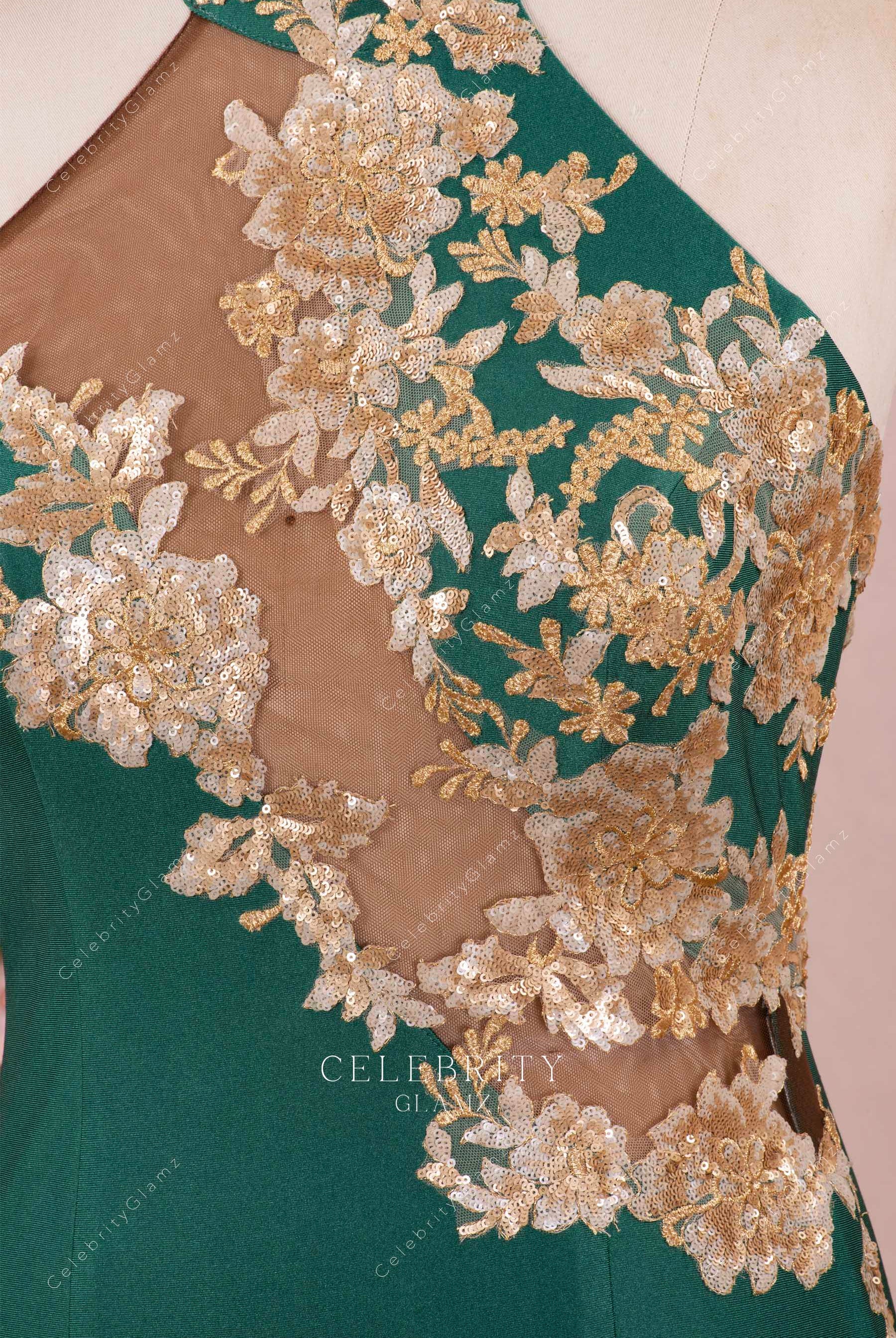 glitter lace applique prom dress