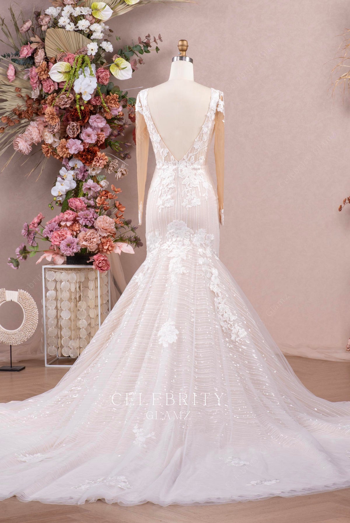 glitter tulle lace wedding dress