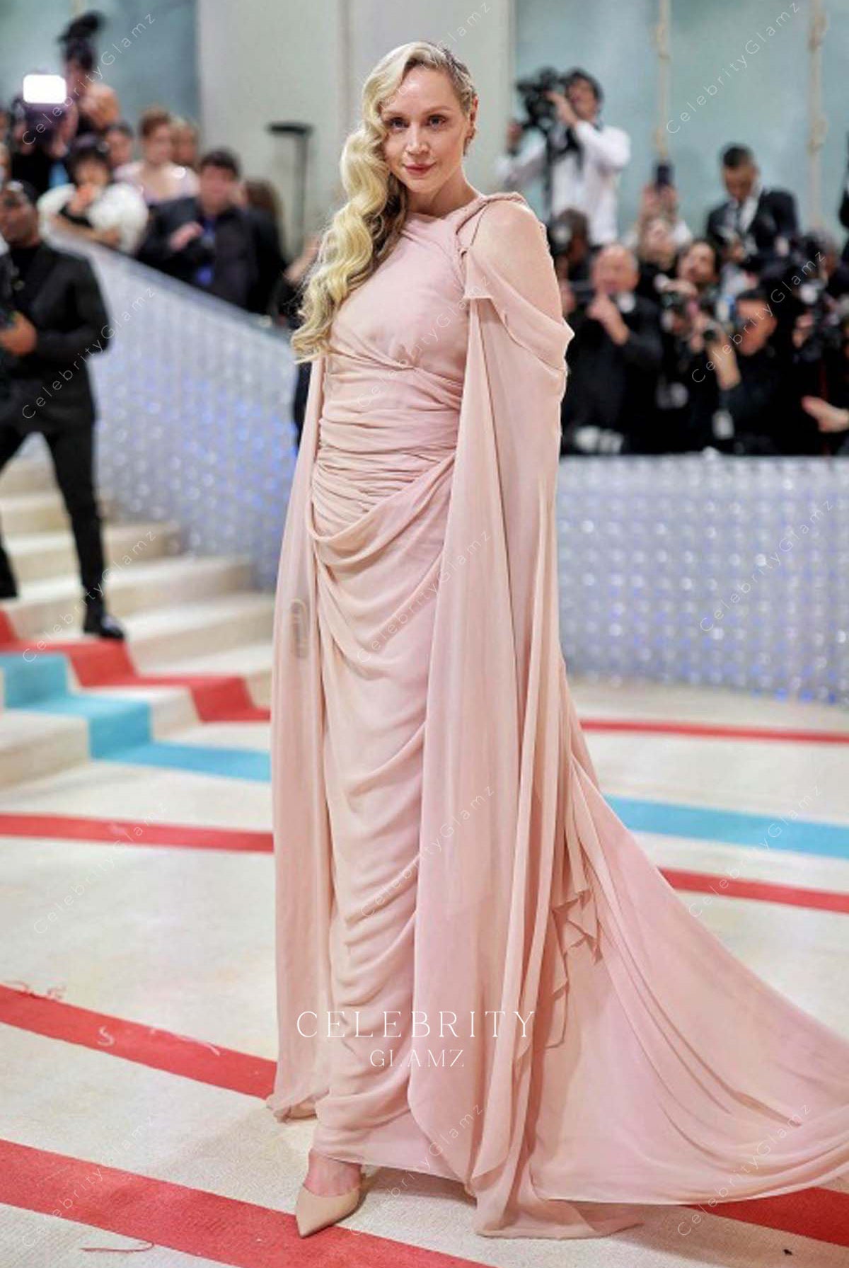 Gwendoline Christie pleated chiffon 2023 met gala dress