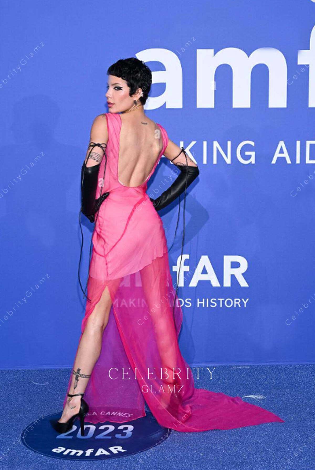 Halsey open back 2023 Cannes film festival dress