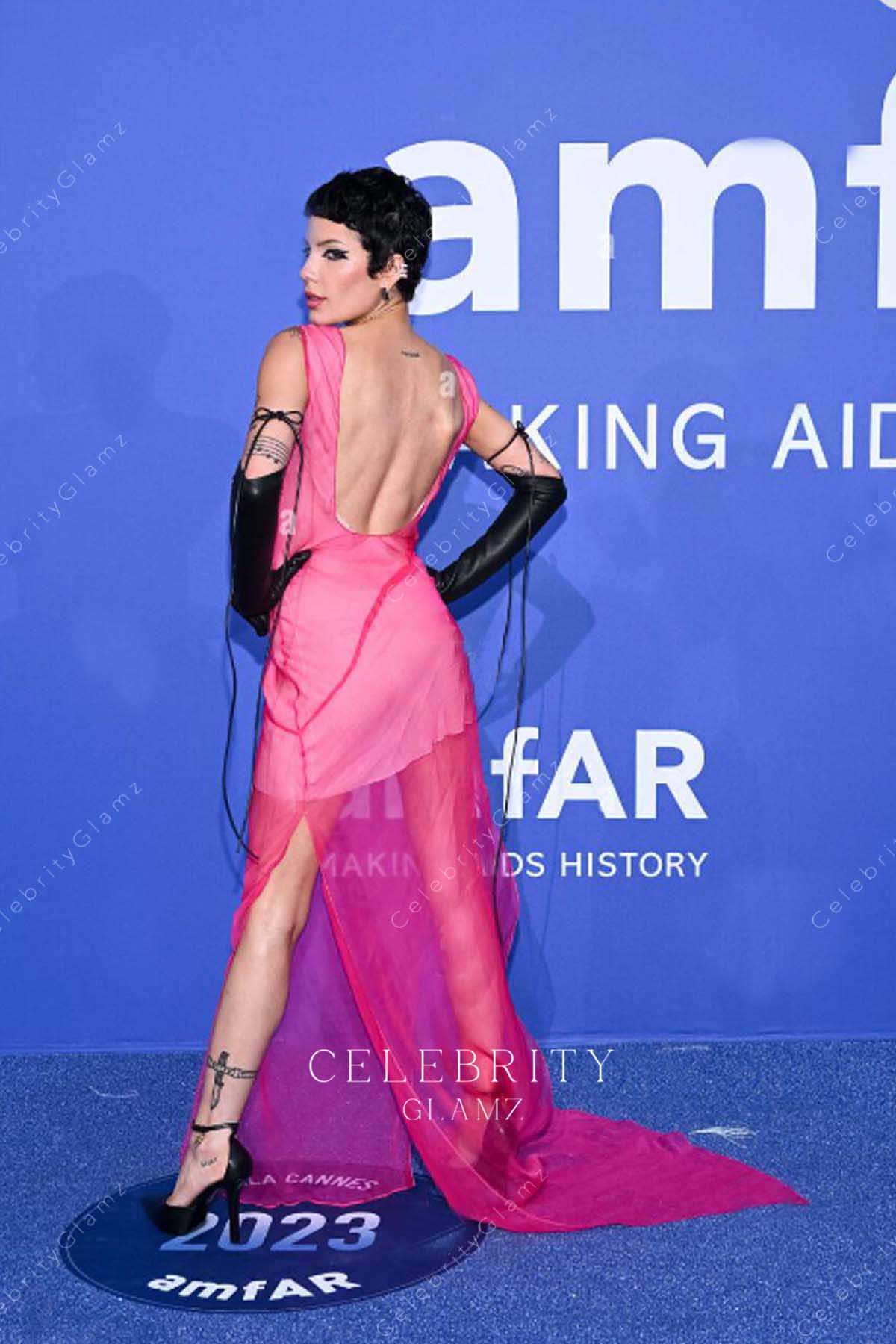 Halsey open back 2023 Cannes film festival dress