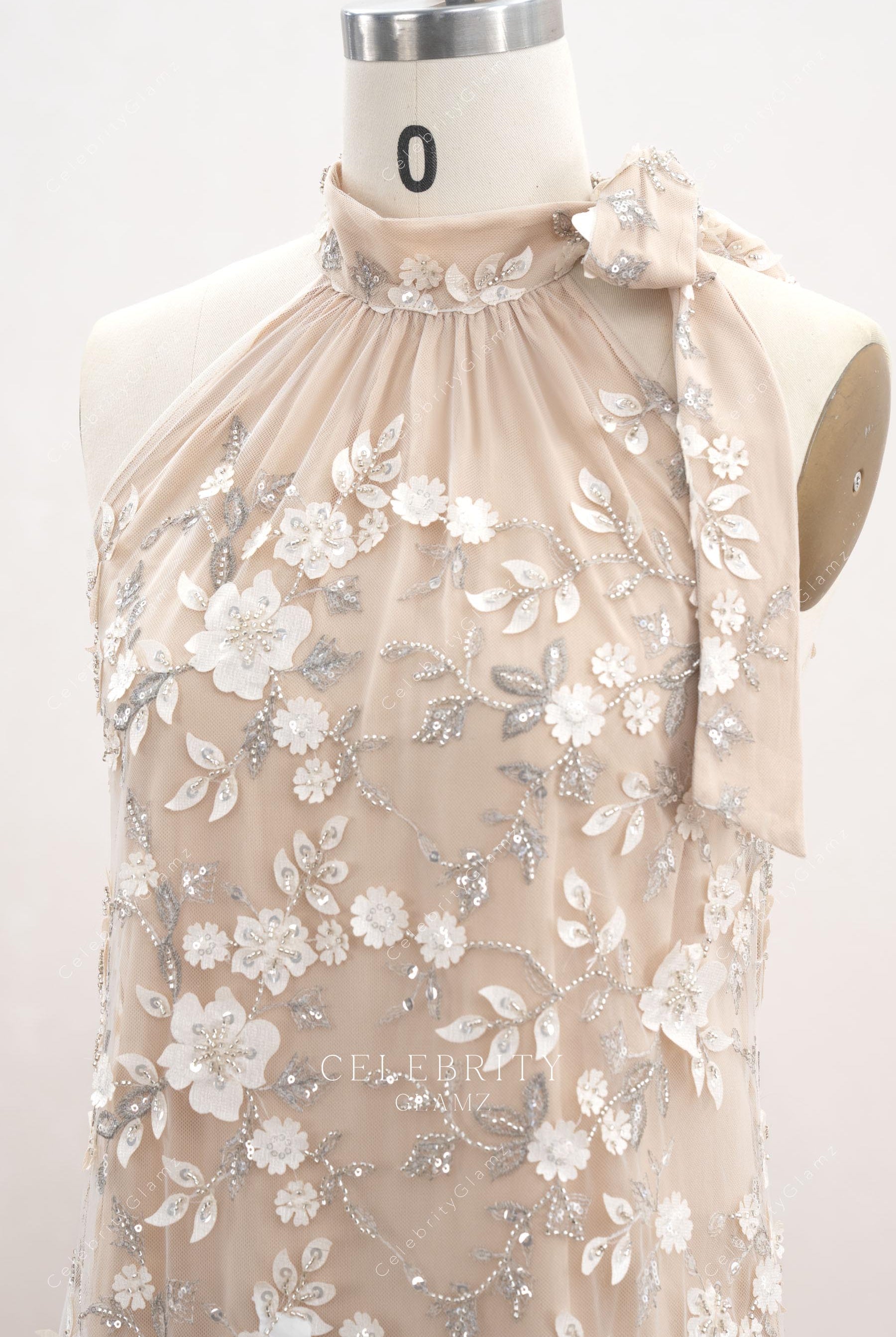 halter high neck bridal dress