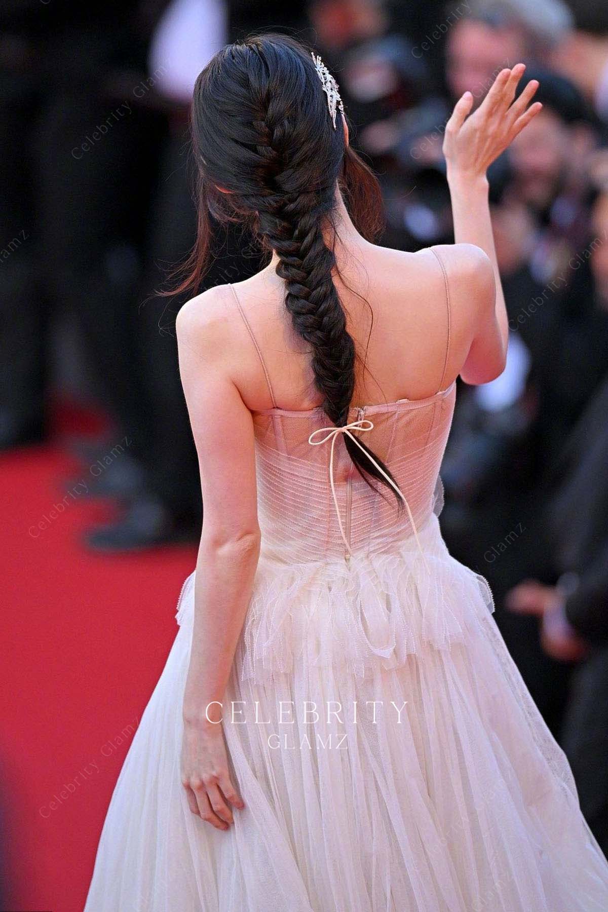 Han So-hee open back formal gown Cannes film festival red carpet 2024