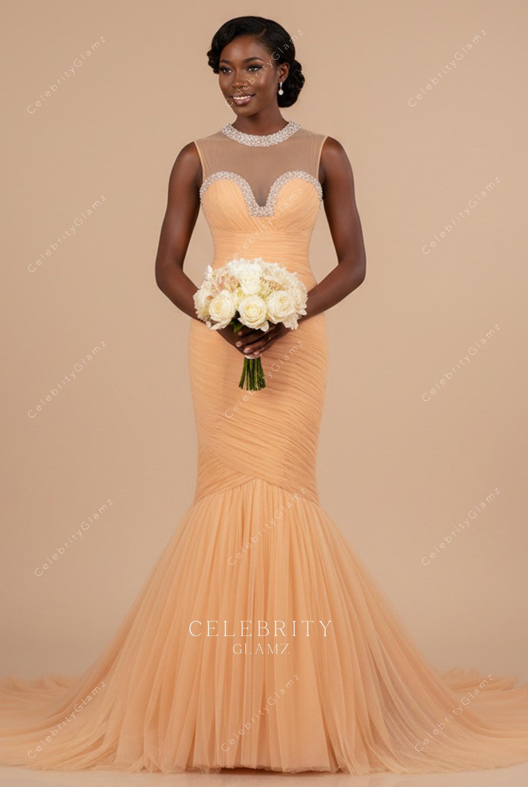 hand sewn beaded neckline wedding dress