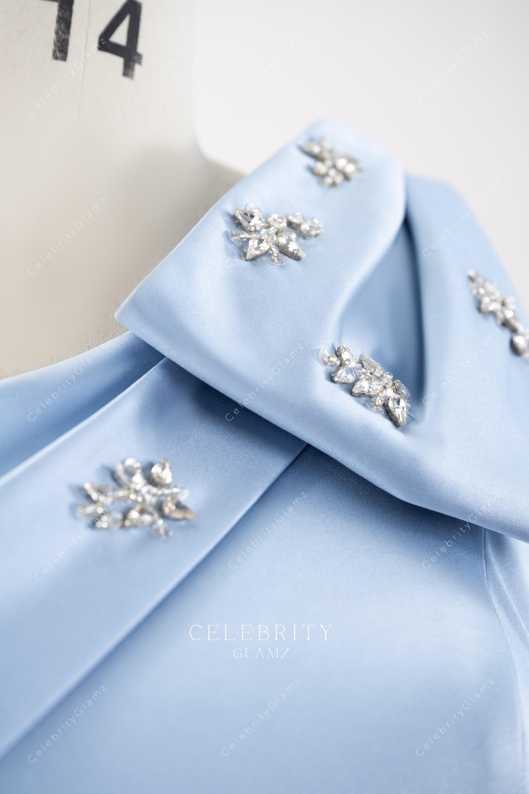 hand sewn crystals bowknot formal dress