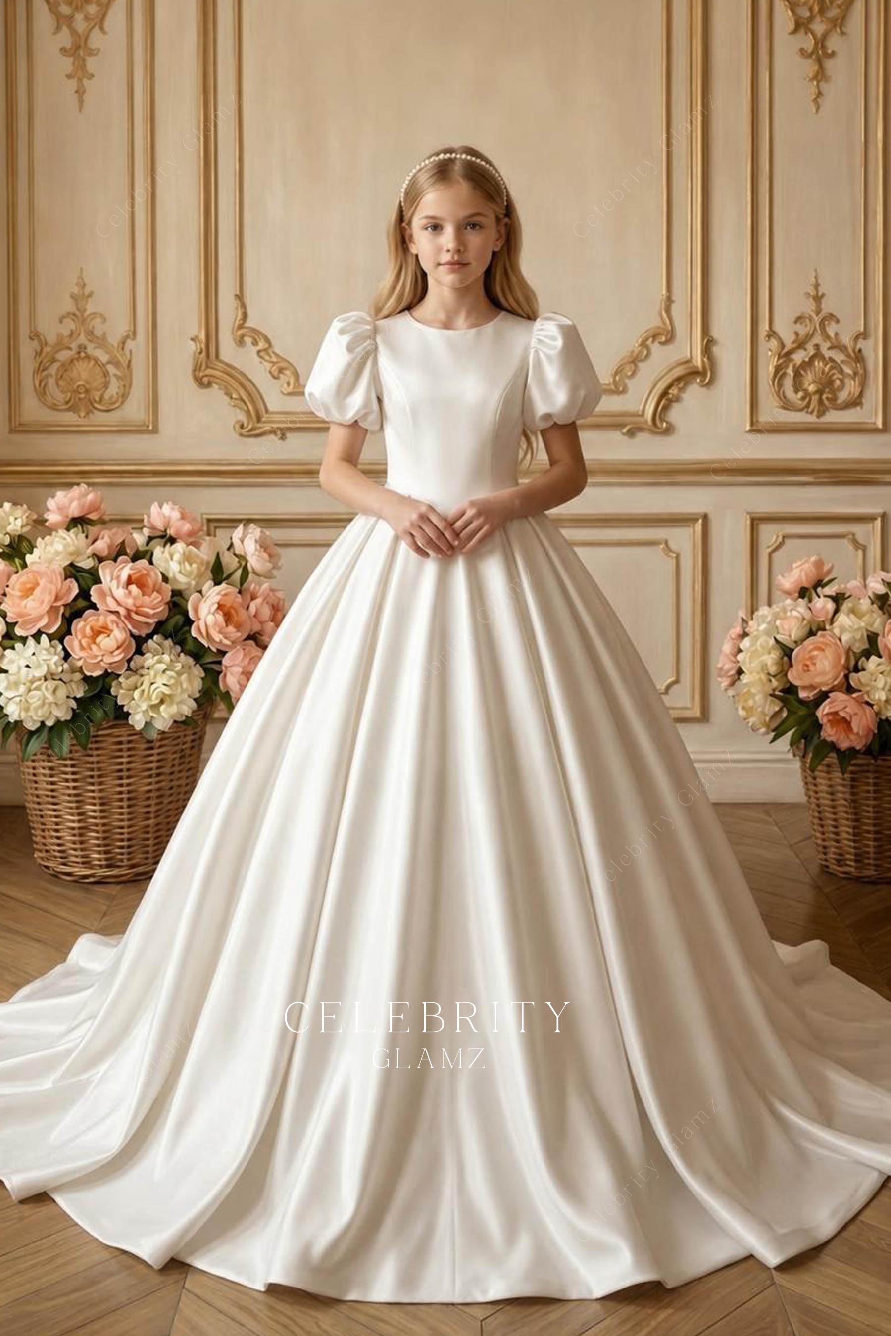 high end a line first communion dress