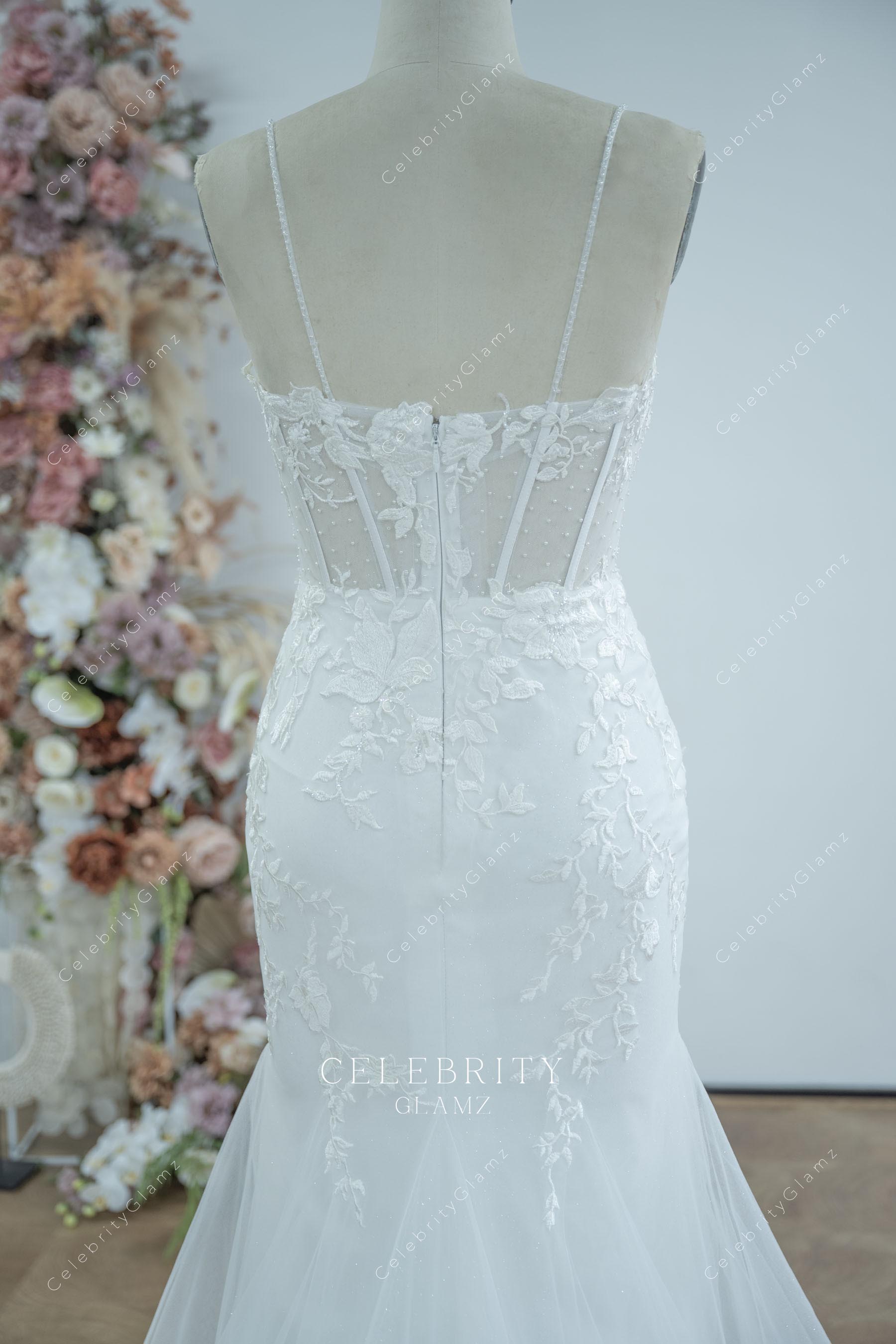 illusion corset back wedding dress