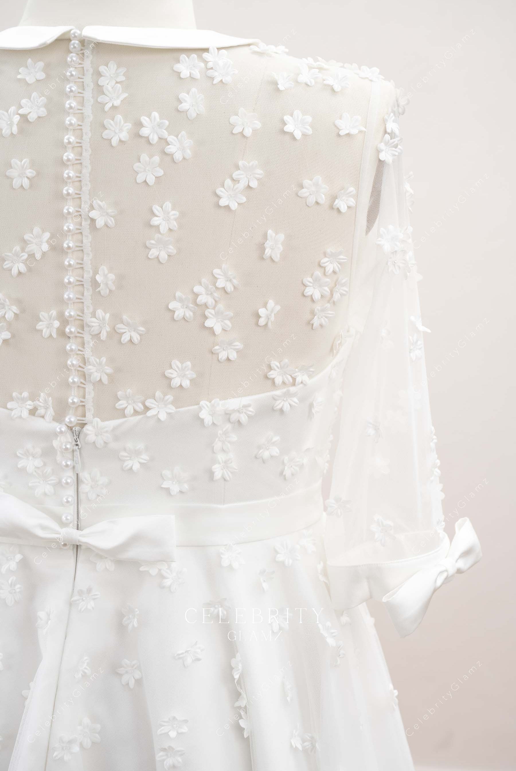 illusion half sleeves bridal dress